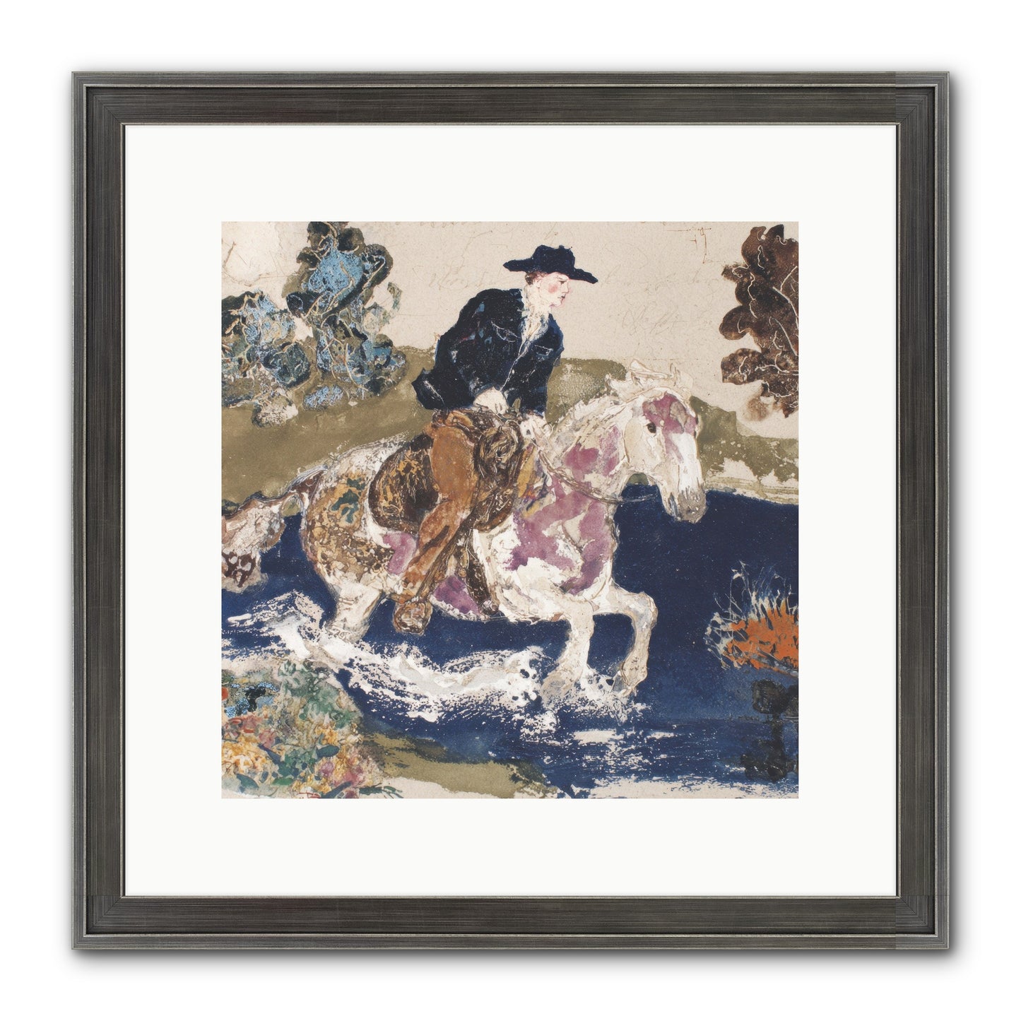 Ribbon Through The Wild Framed Print - Slimwoods Black/Silver 12x12