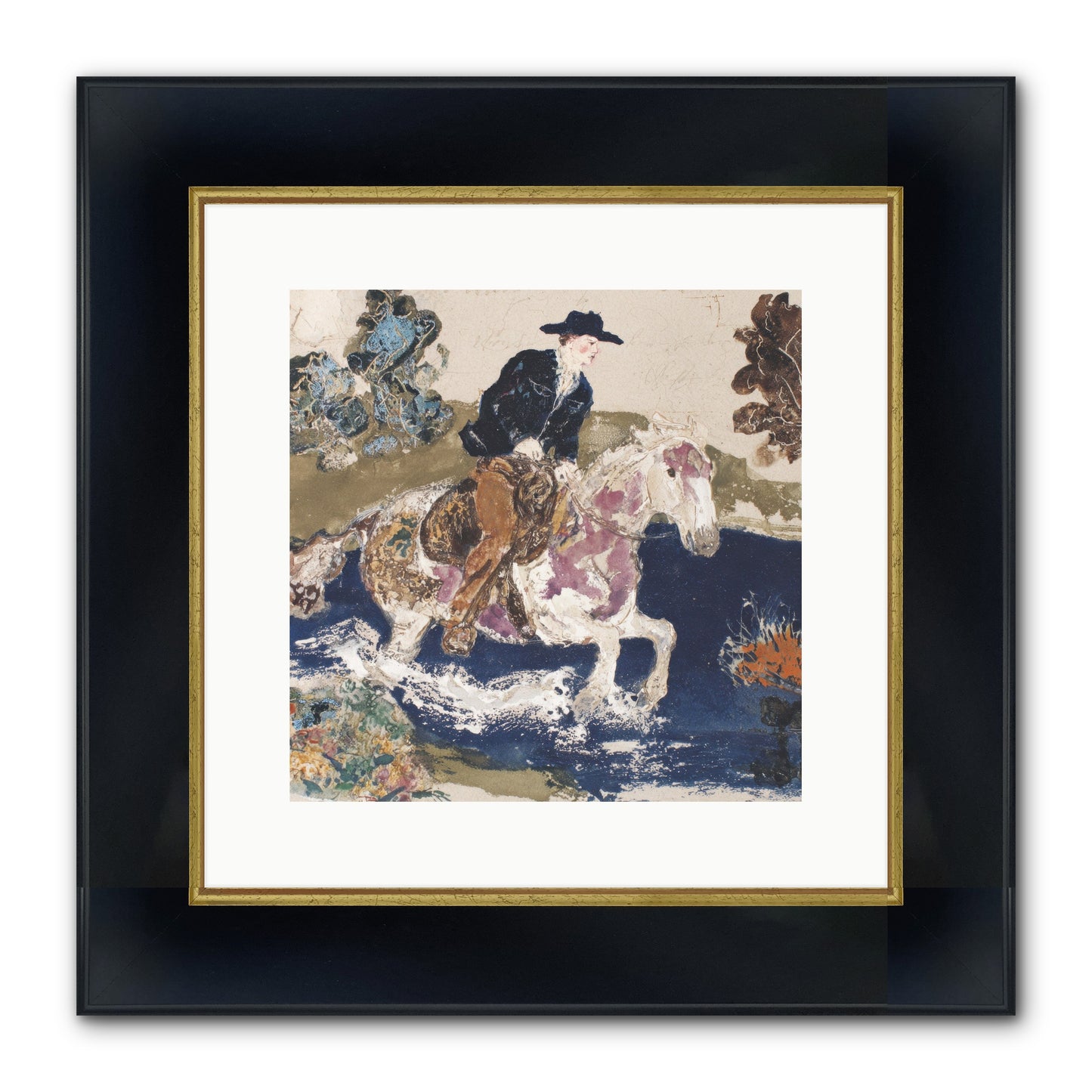 Ribbon Through The Wild Framed Print - Wide Black w/Gold 12x12