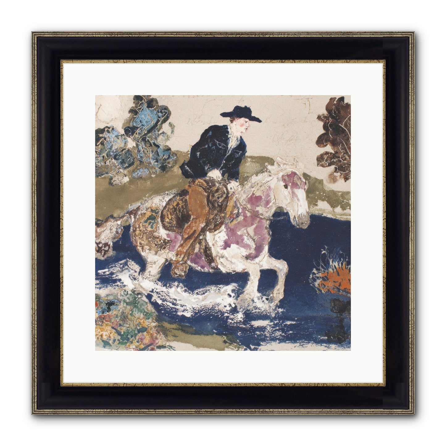 Ribbon Through The Wild Framed Print - Black & Gold 16x16
