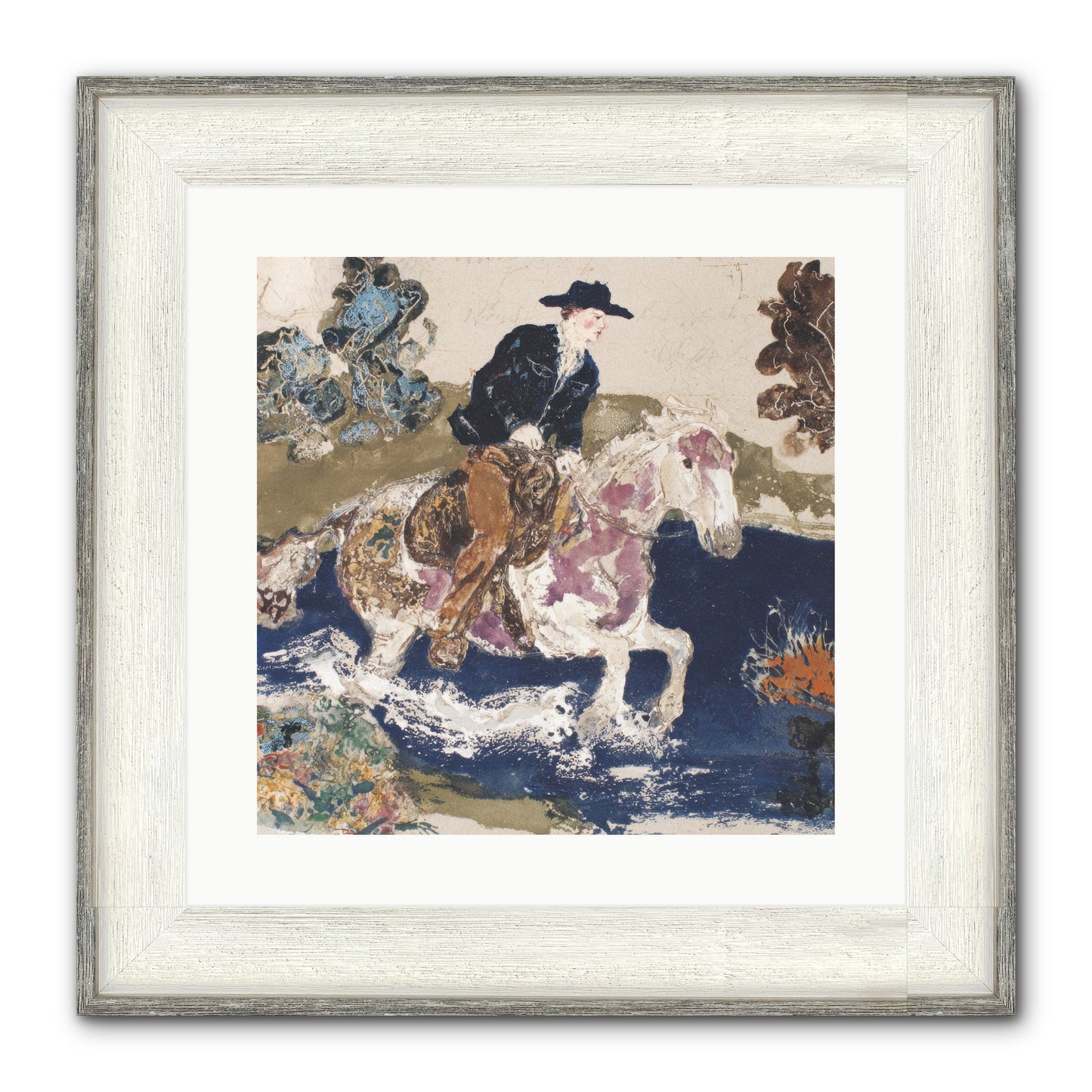 Ribbon Through The Wild Framed Print - Driftwood White 16x16