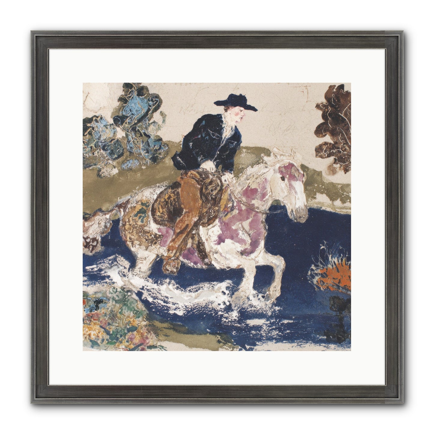 Ribbon Through The Wild Framed Print - Slimwoods Black/Silver 16x16