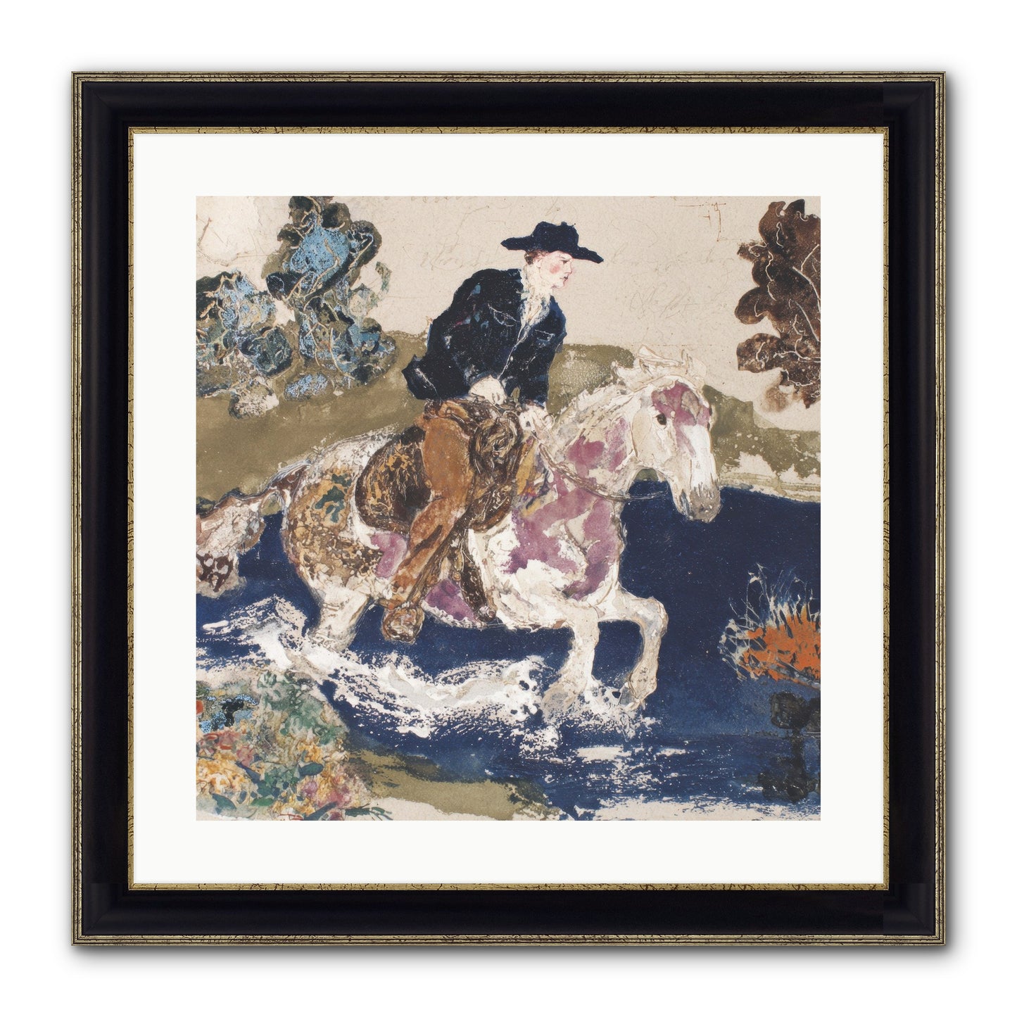 Ribbon Through The Wild Framed Print - Black & Gold 20x20