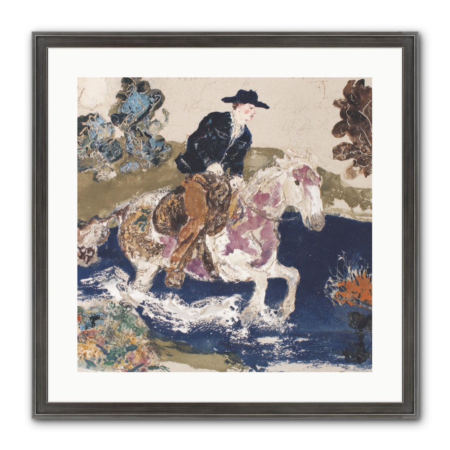 Ribbon Through The Wild Framed Print - Slimwoods Black/Silver 20x20