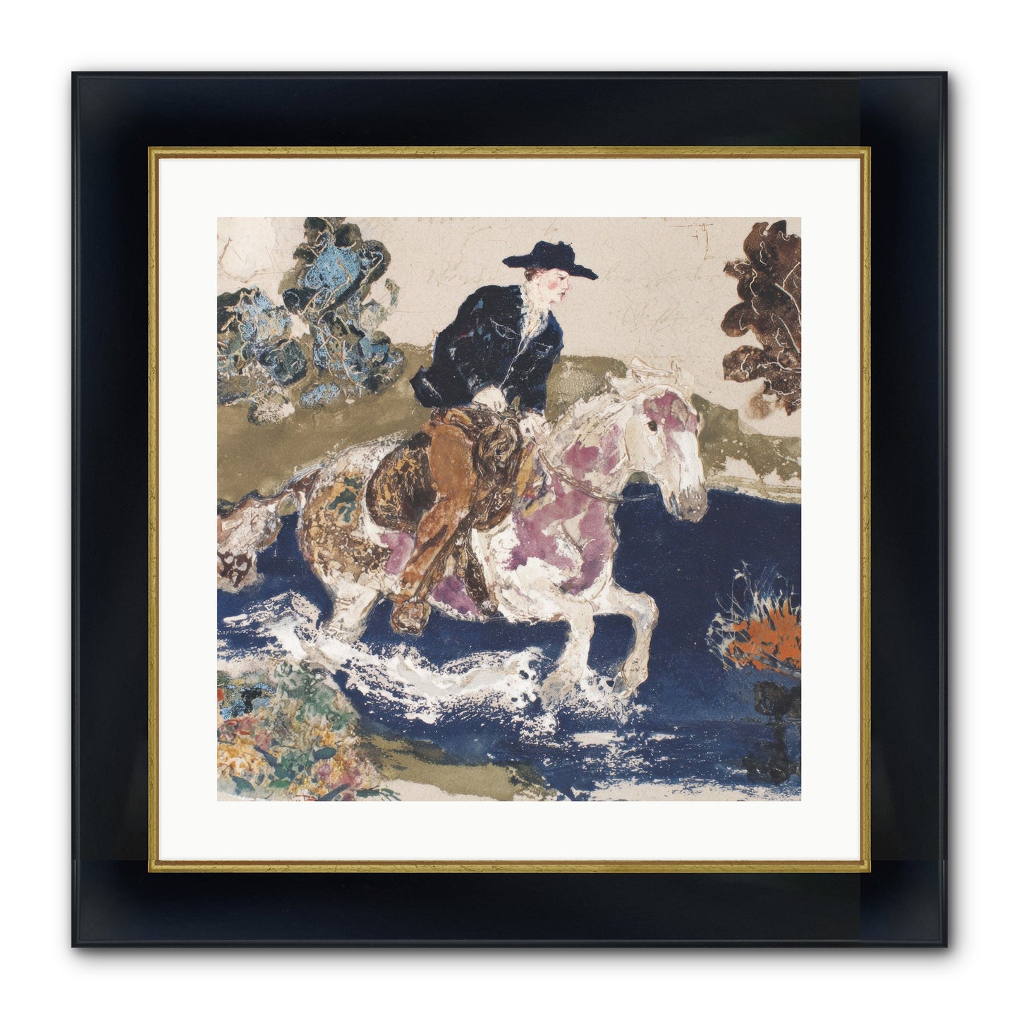 Ribbon Through The Wild Framed Print - Wide Black w/Gold 20x20