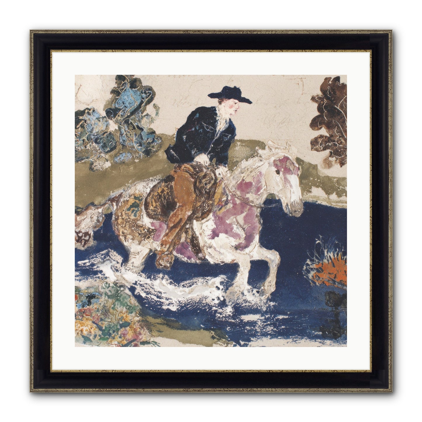 Ribbon Through The Wild Framed Print - Black & Gold 24x24