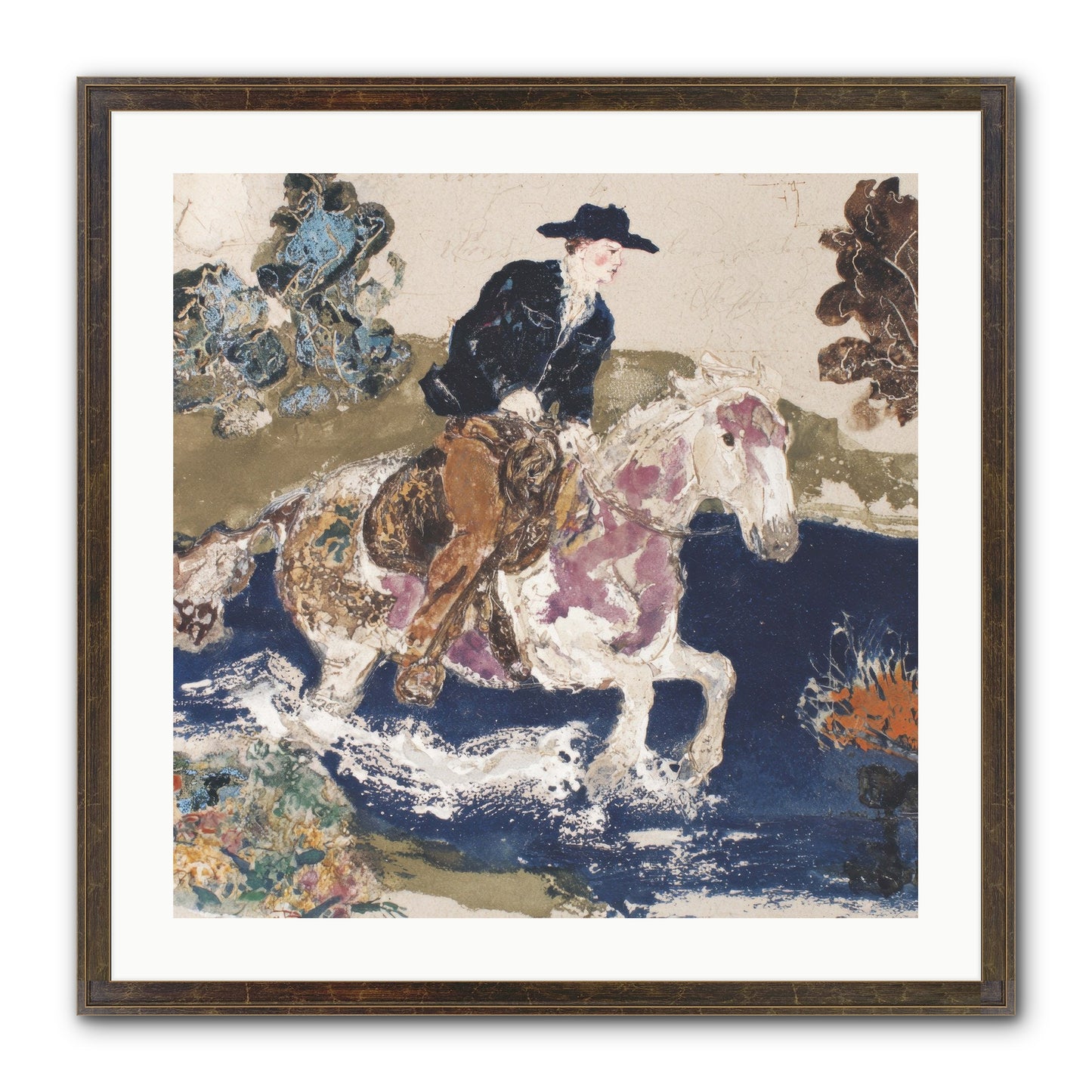 Ribbon Through The Wild Framed Print - Slimwoods Black/Gold 24x24
