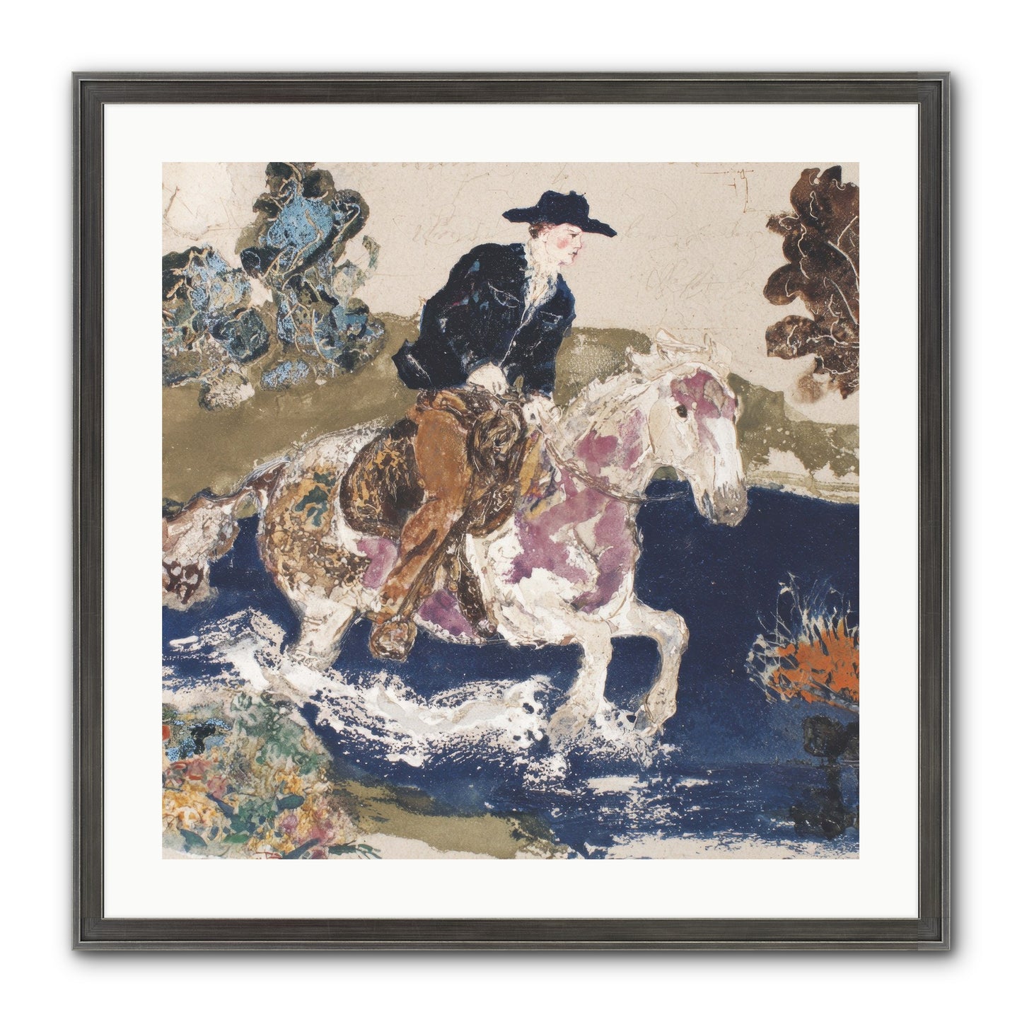 Ribbon Through The Wild Framed Print - Slimwoods Black/Silver 24x24