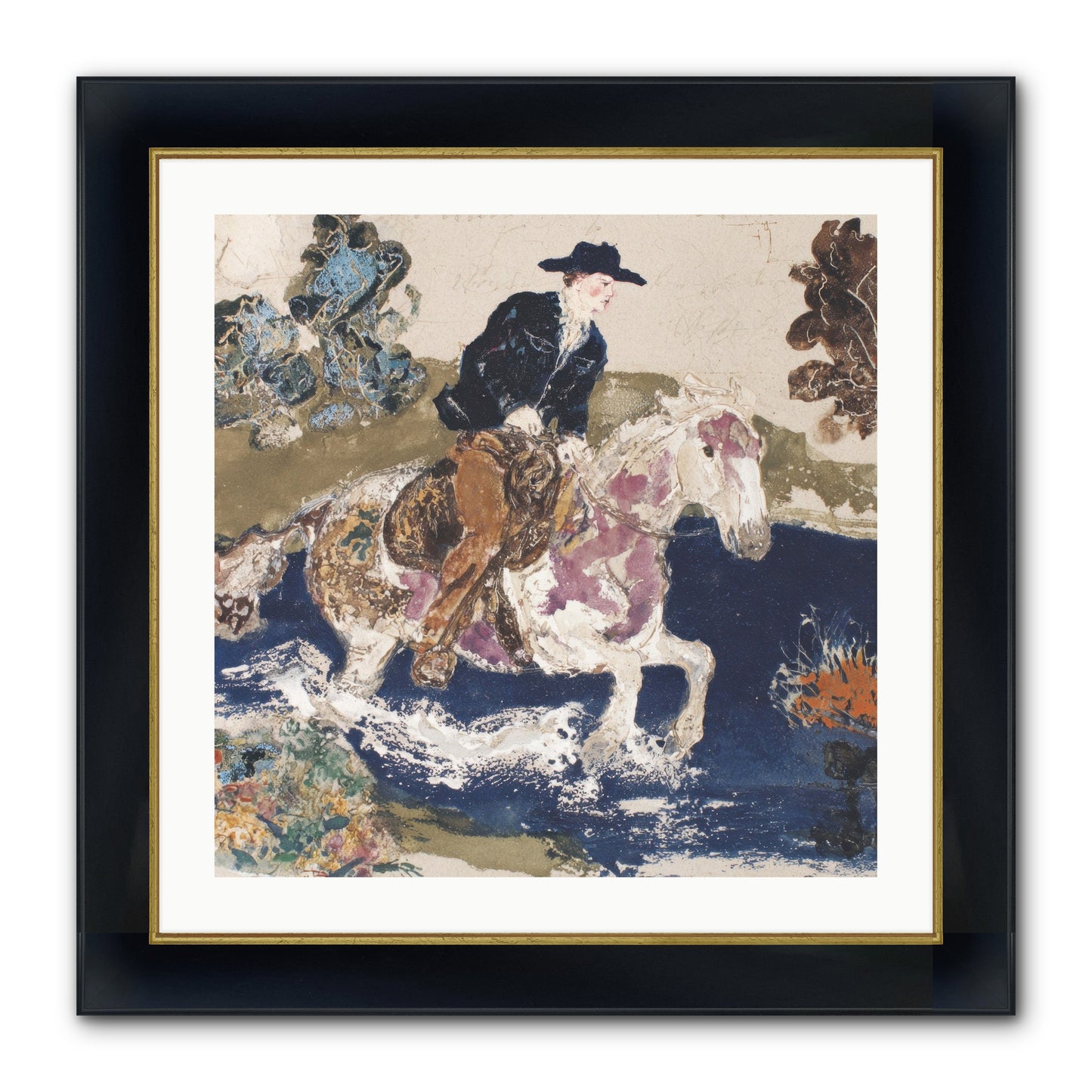 Ribbon Through The Wild Framed Print - Wide Black w/Gold 24x24