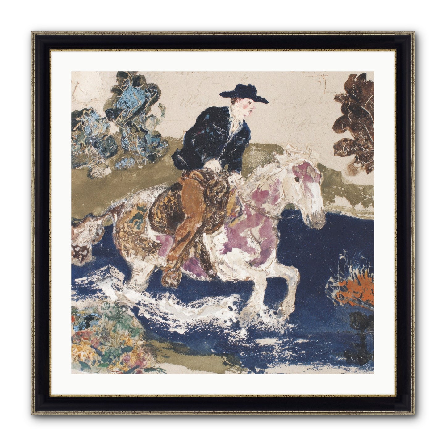 Ribbon Through The Wild Framed Print - Black & Gold 30x30