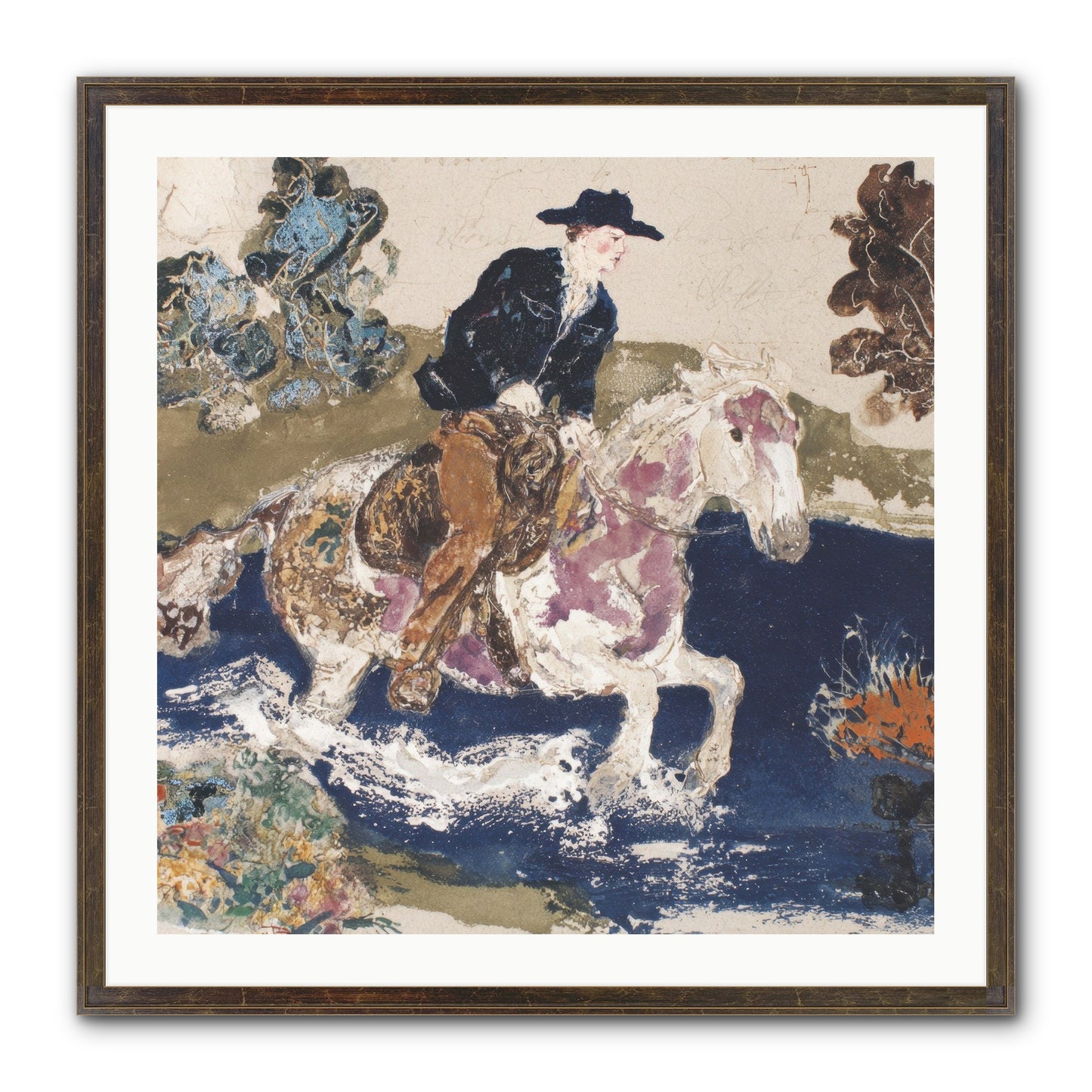 Ribbon Through The Wild Framed Print - Slimwoods Black/Gold 30x30