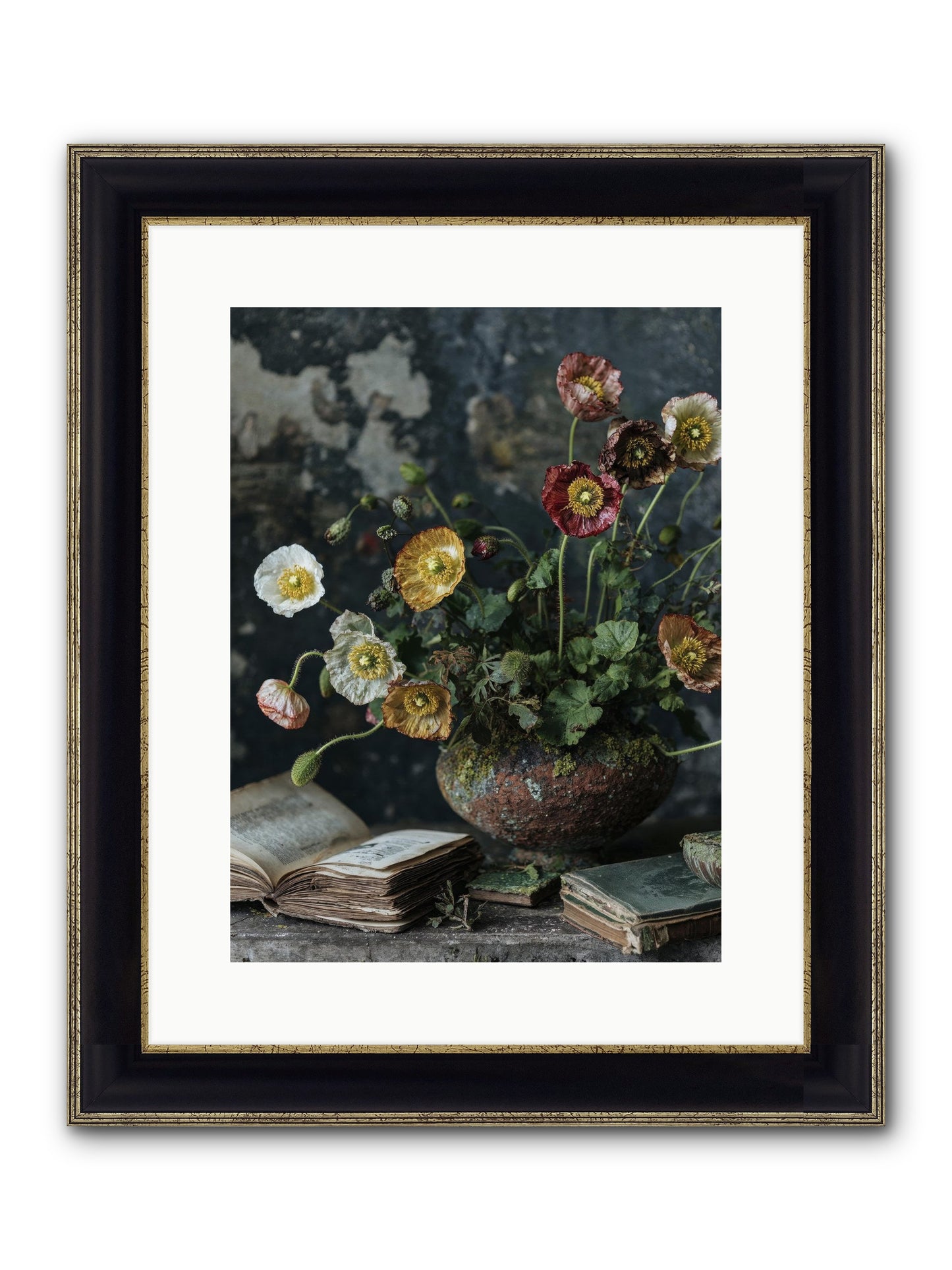 Rivers Edge Framed Print - Black & Gold 12x16