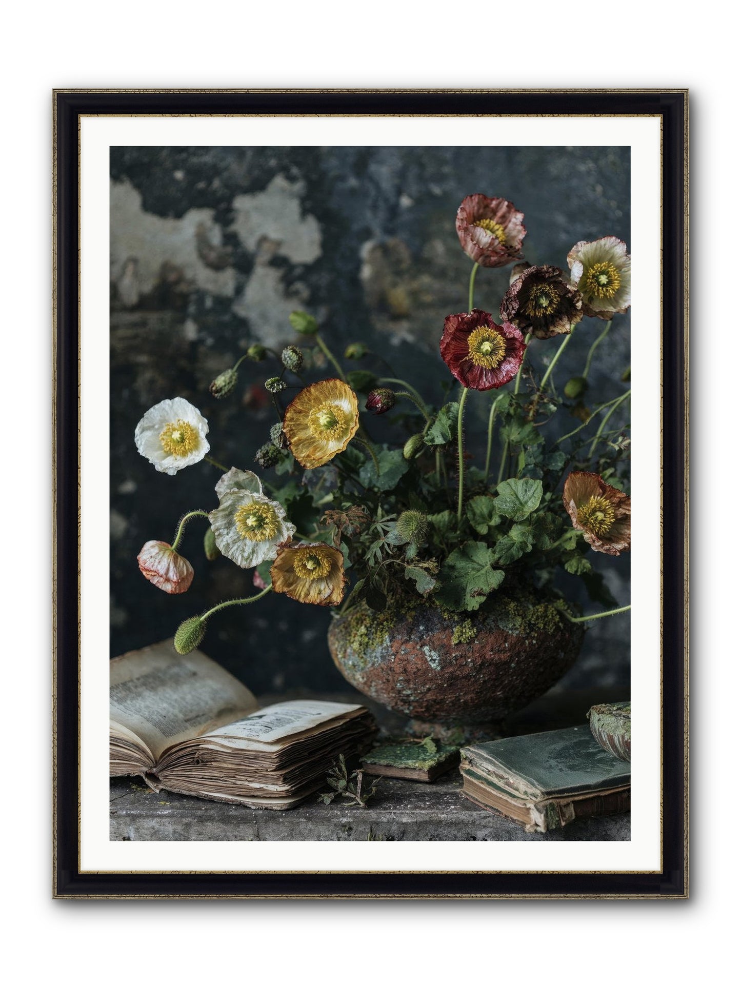 Rivers Edge Framed Print - Black & Gold 36x48