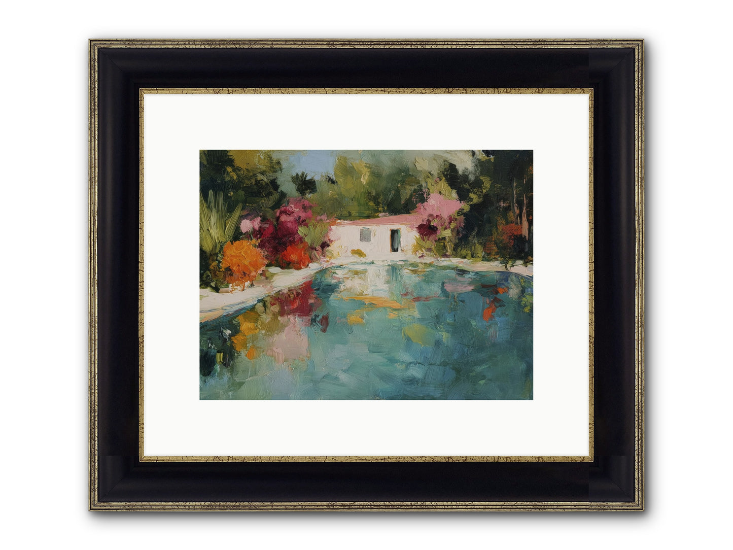 Riviera Relaxation Framed Print - Black & Gold 12x9