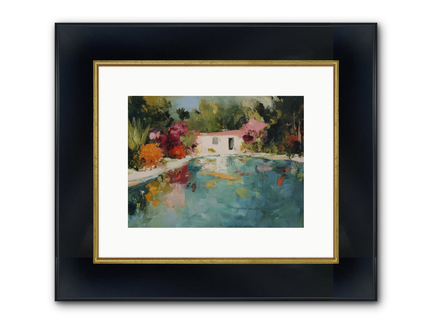 Riviera Relaxation Framed Print - Wide Black w/Gold 12x9