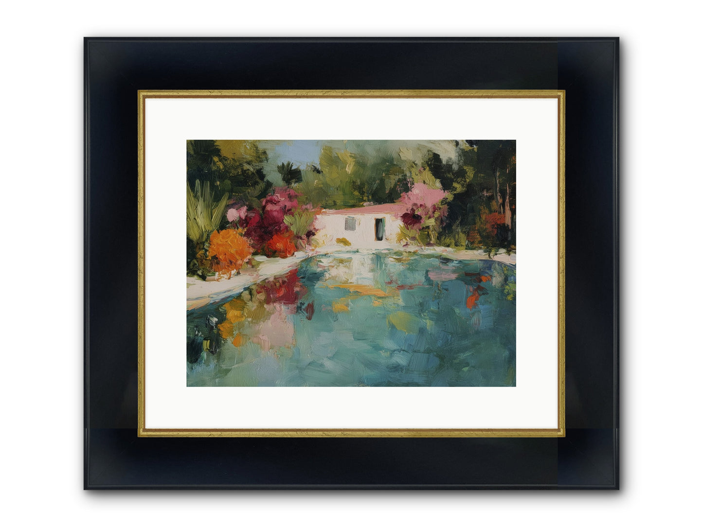Riviera Relaxation Framed Print - Wide Black w/Gold 16x12