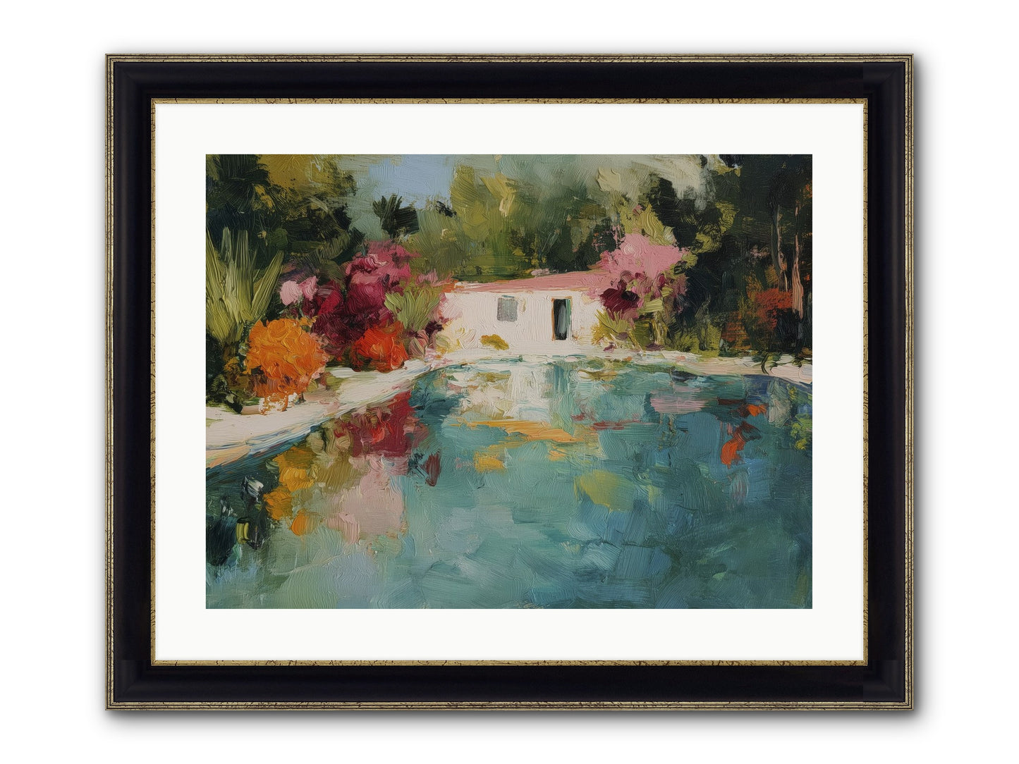 Riviera Relaxation Framed Print - Black & Gold 24x18