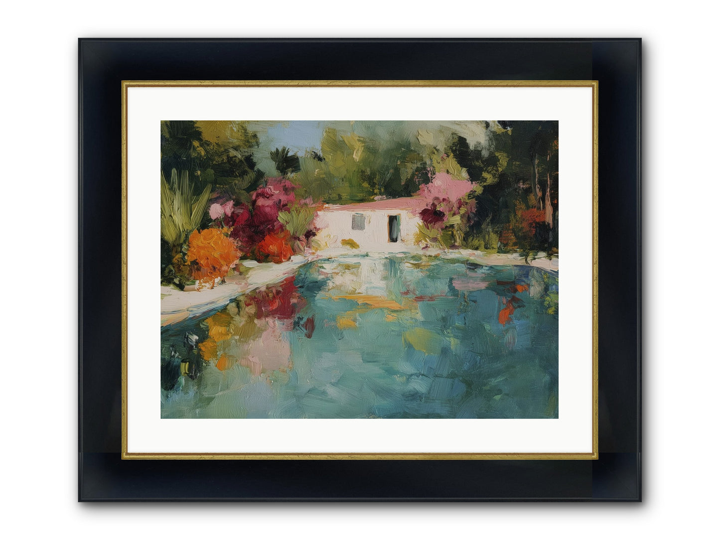 Riviera Relaxation Framed Print - Wide Black w/Gold 24x18