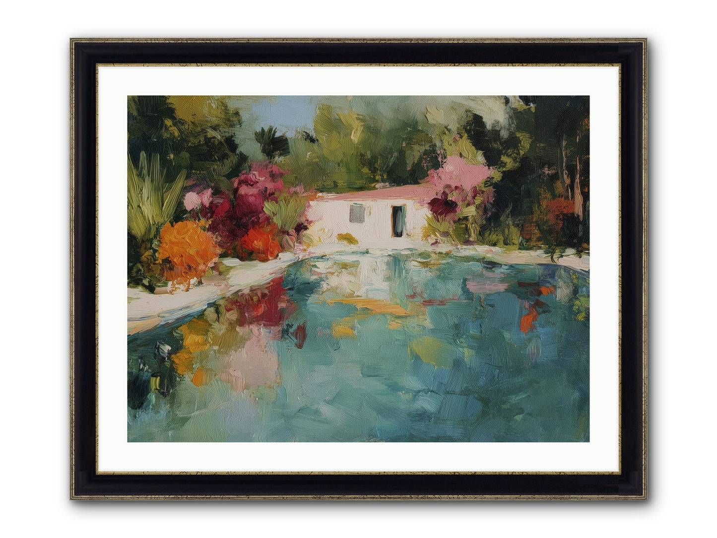 Riviera Relaxation Framed Print - Black & Gold 32x24