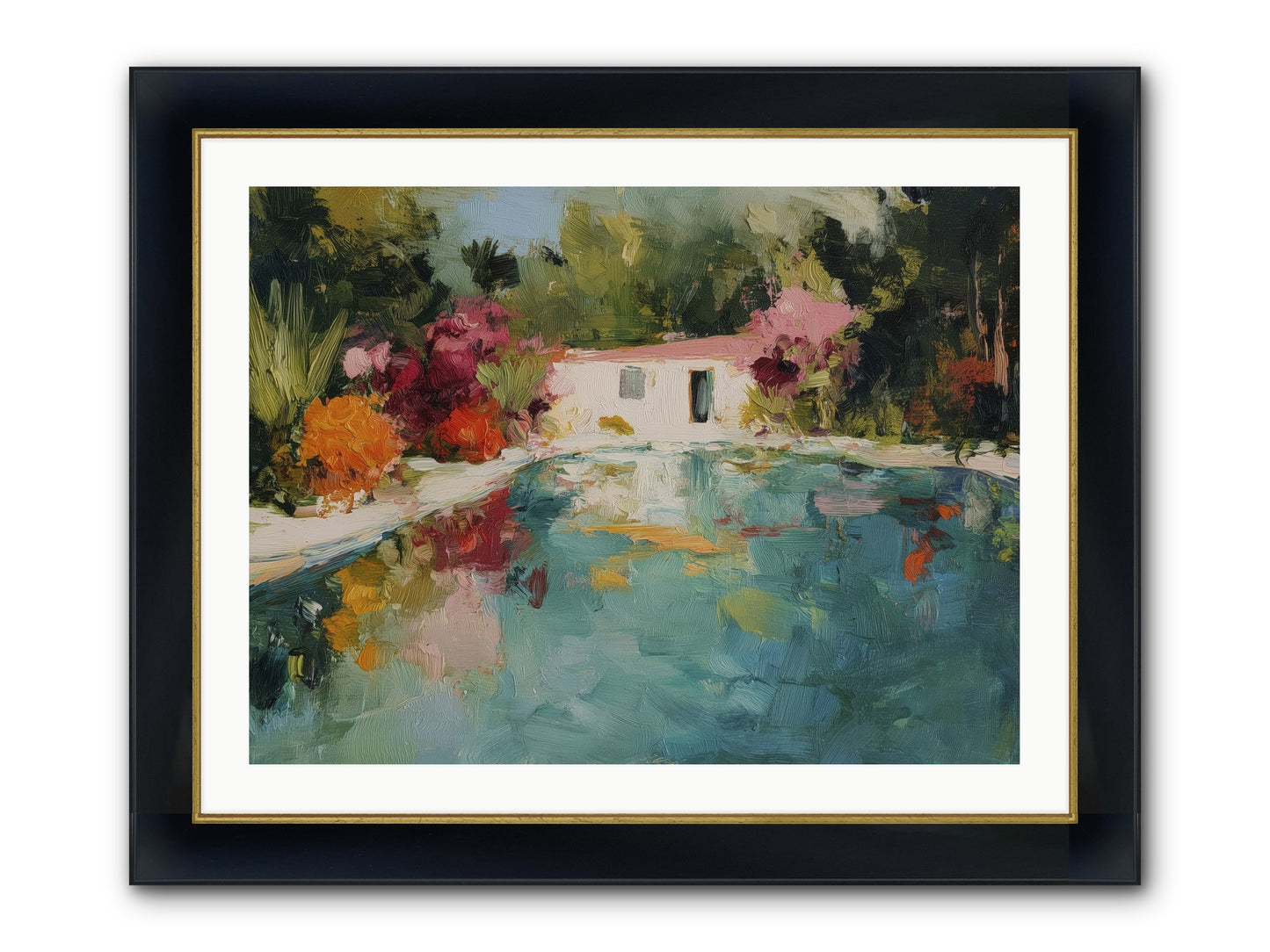 Riviera Relaxation Framed Print - Wide Black w/Gold 32x24