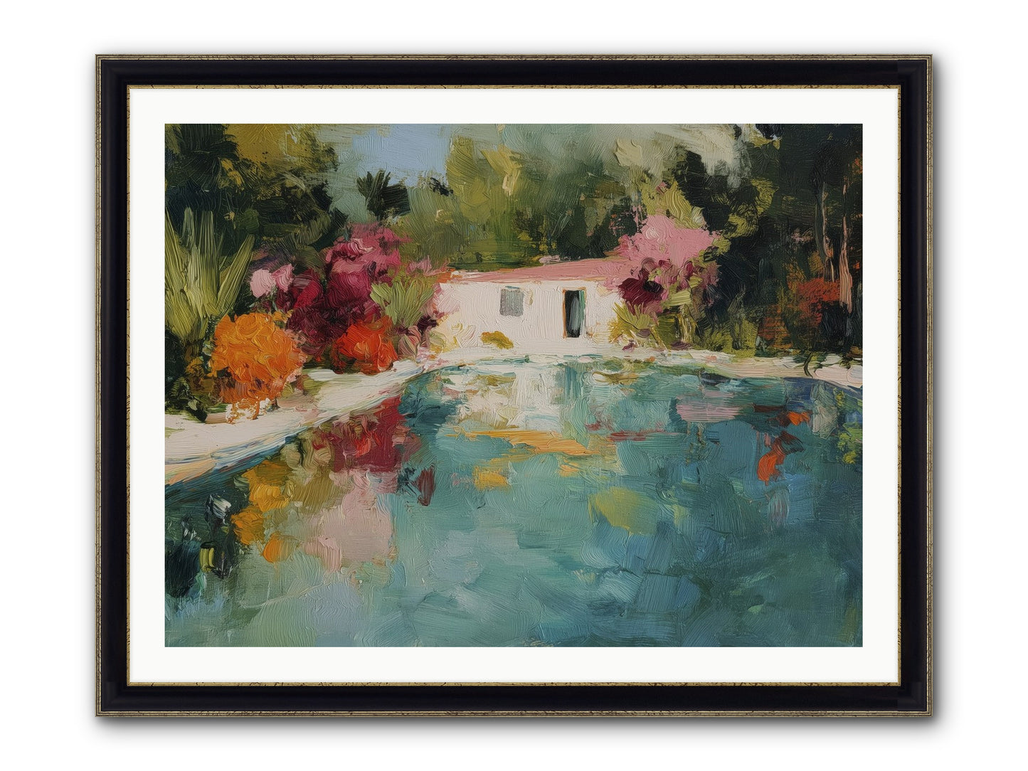 Riviera Relaxation Framed Print - Black & Gold 40x30
