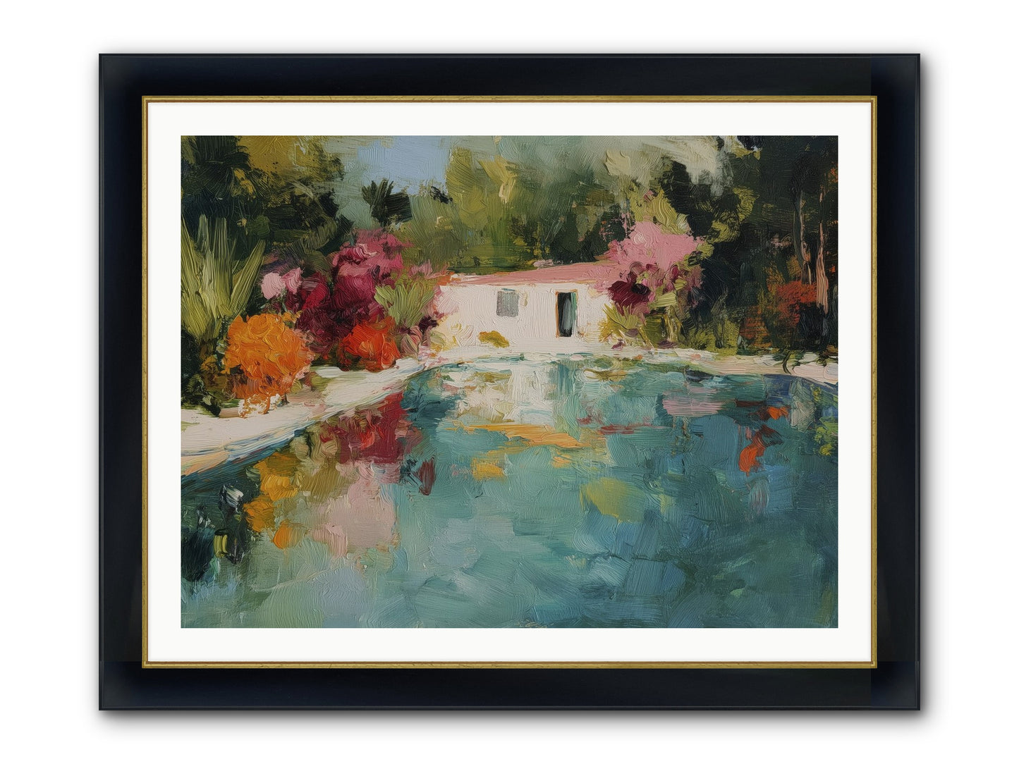 Riviera Relaxation Framed Print - Wide Black w/Gold 40x30