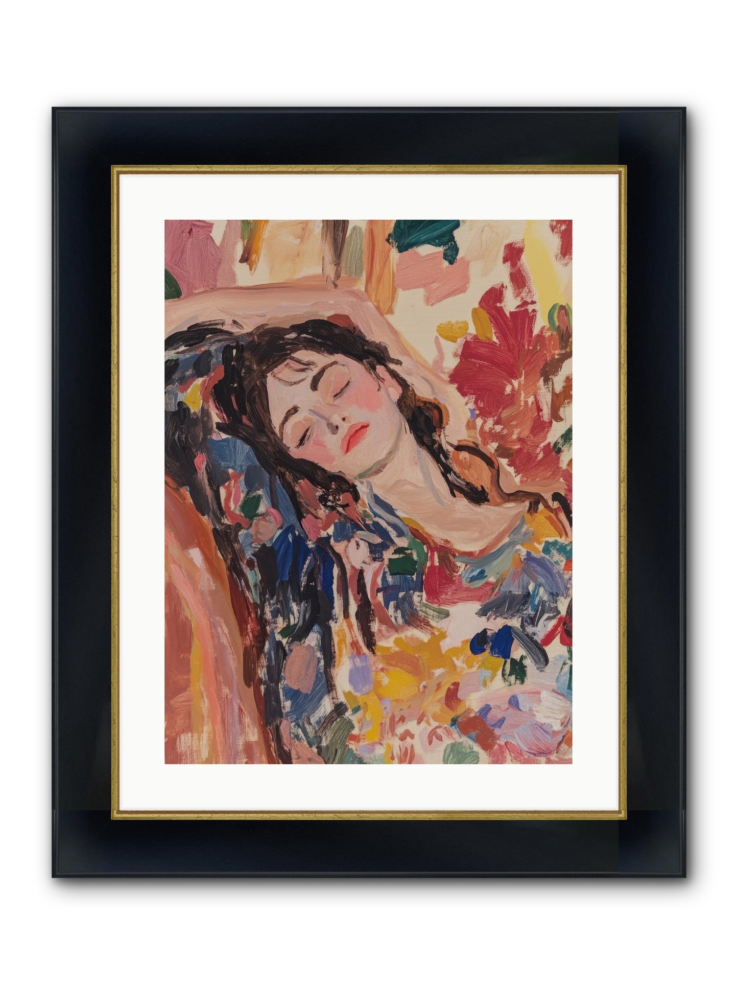 Riviera Reveries Framed Print - Wide Black w/Gold 18x24