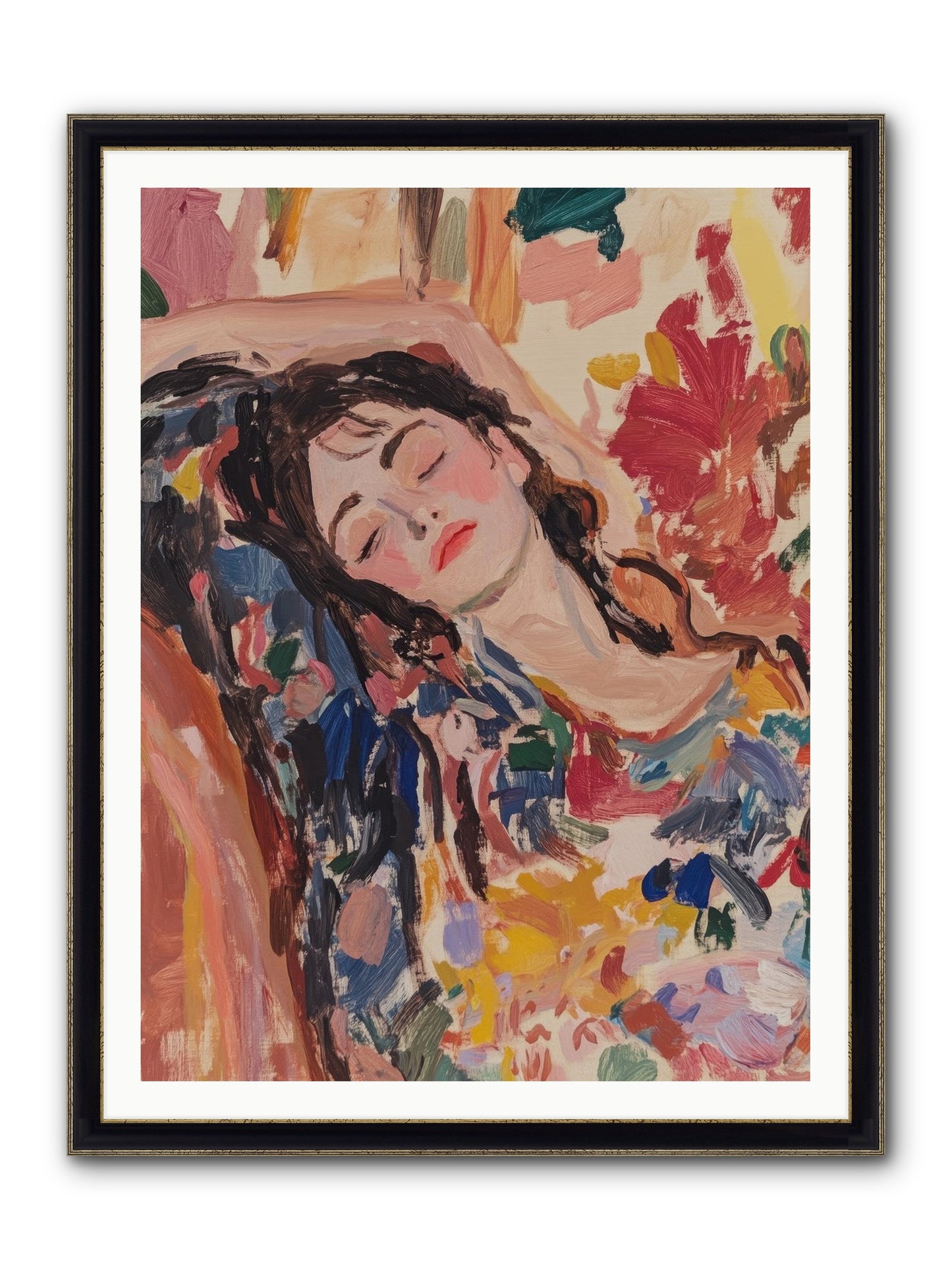Riviera Reveries Framed Print - Black & Gold 36x48