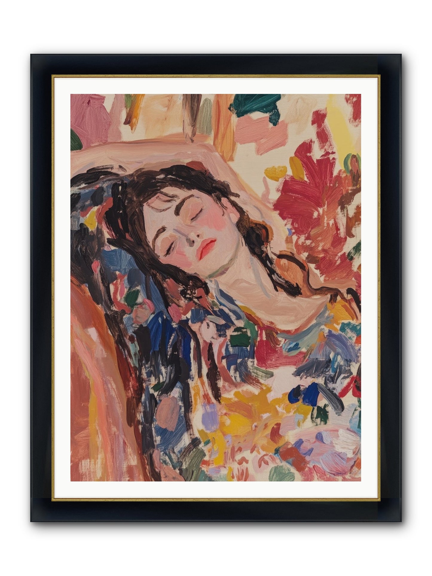 Riviera Reveries Framed Print - Wide Black w/Gold 36x48