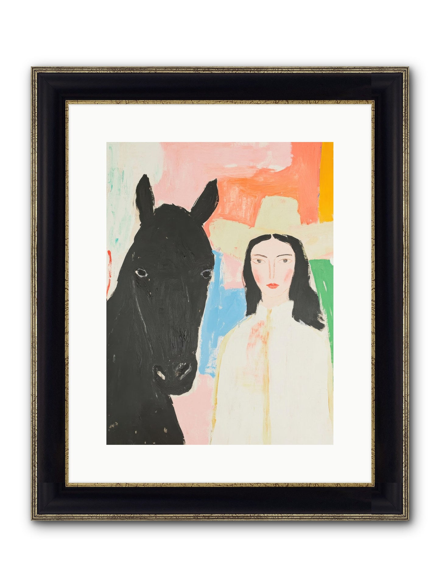 Rodeo Heart Framed Print - Black & Gold 12x16