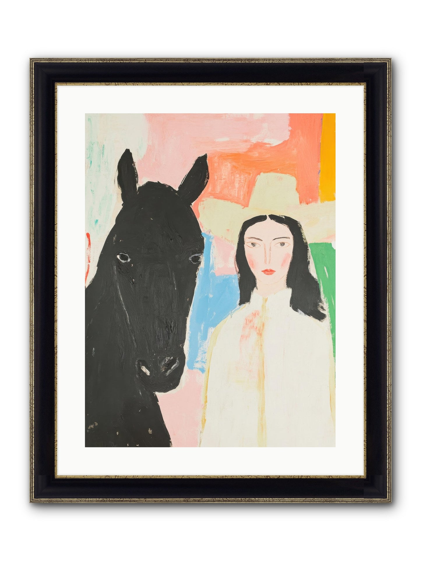 Rodeo Heart Framed Print - Black & Gold 18x24