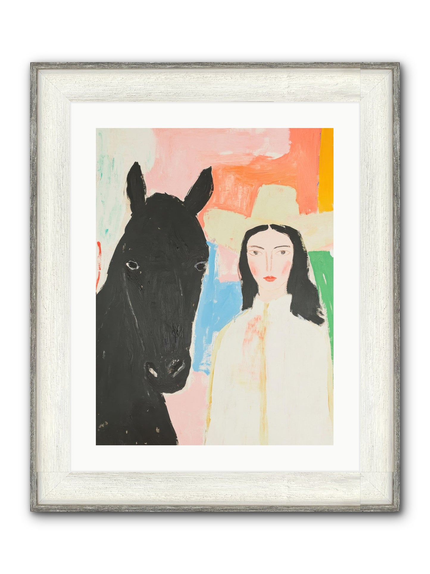 Rodeo Heart Framed Print - Driftwood White 18x24
