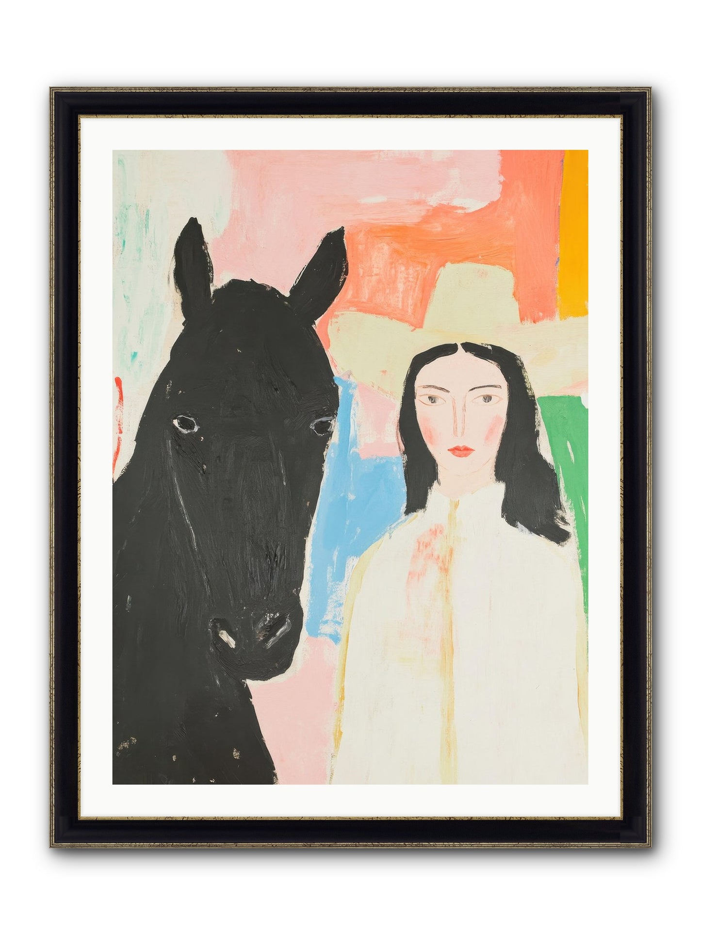 Rodeo Heart Framed Print - Black & Gold 30x40