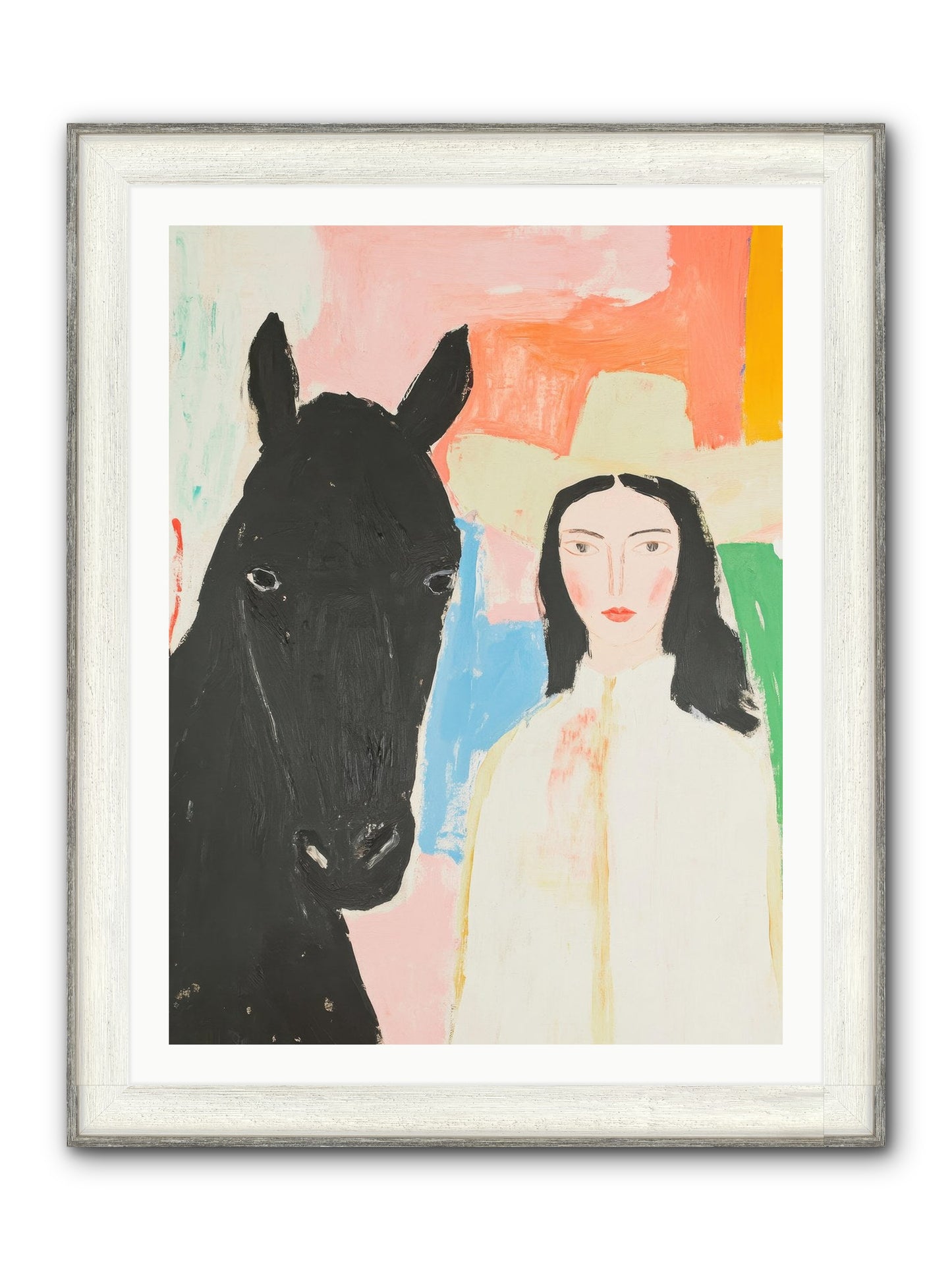 Rodeo Heart Framed Print - Driftwood White 30x40