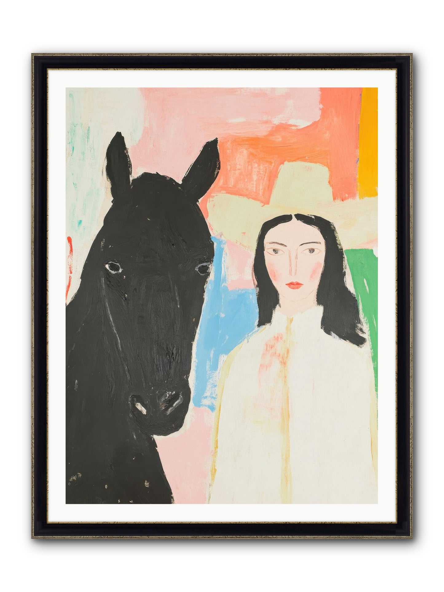 Rodeo Heart Framed Print - Black & Gold 36x48
