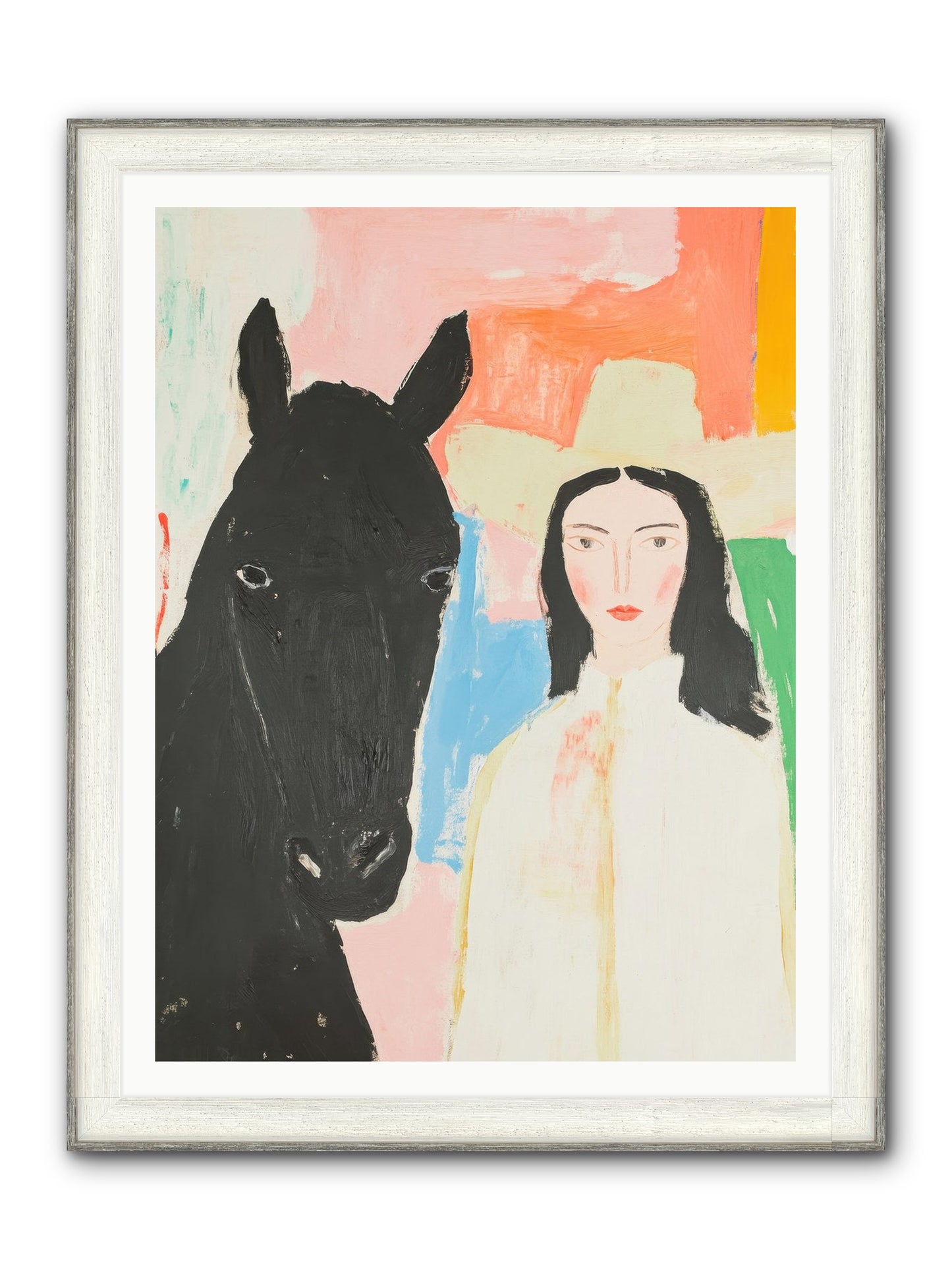 Rodeo Heart Framed Print - Driftwood White 36x48