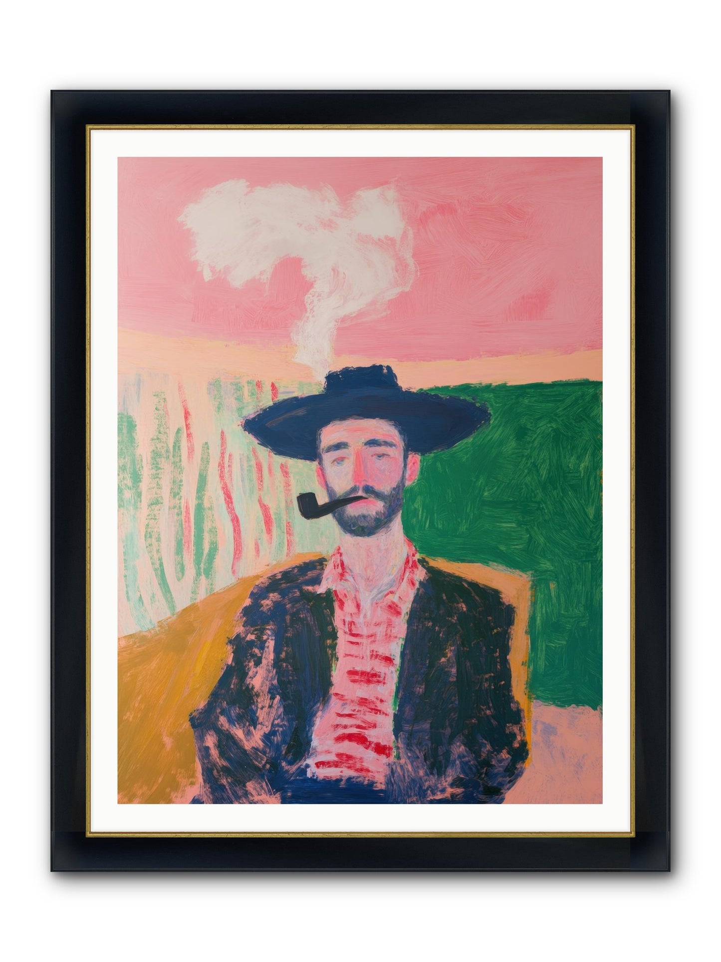 Roping Rebel Framed Print - Wide Black w/Gold 36x48