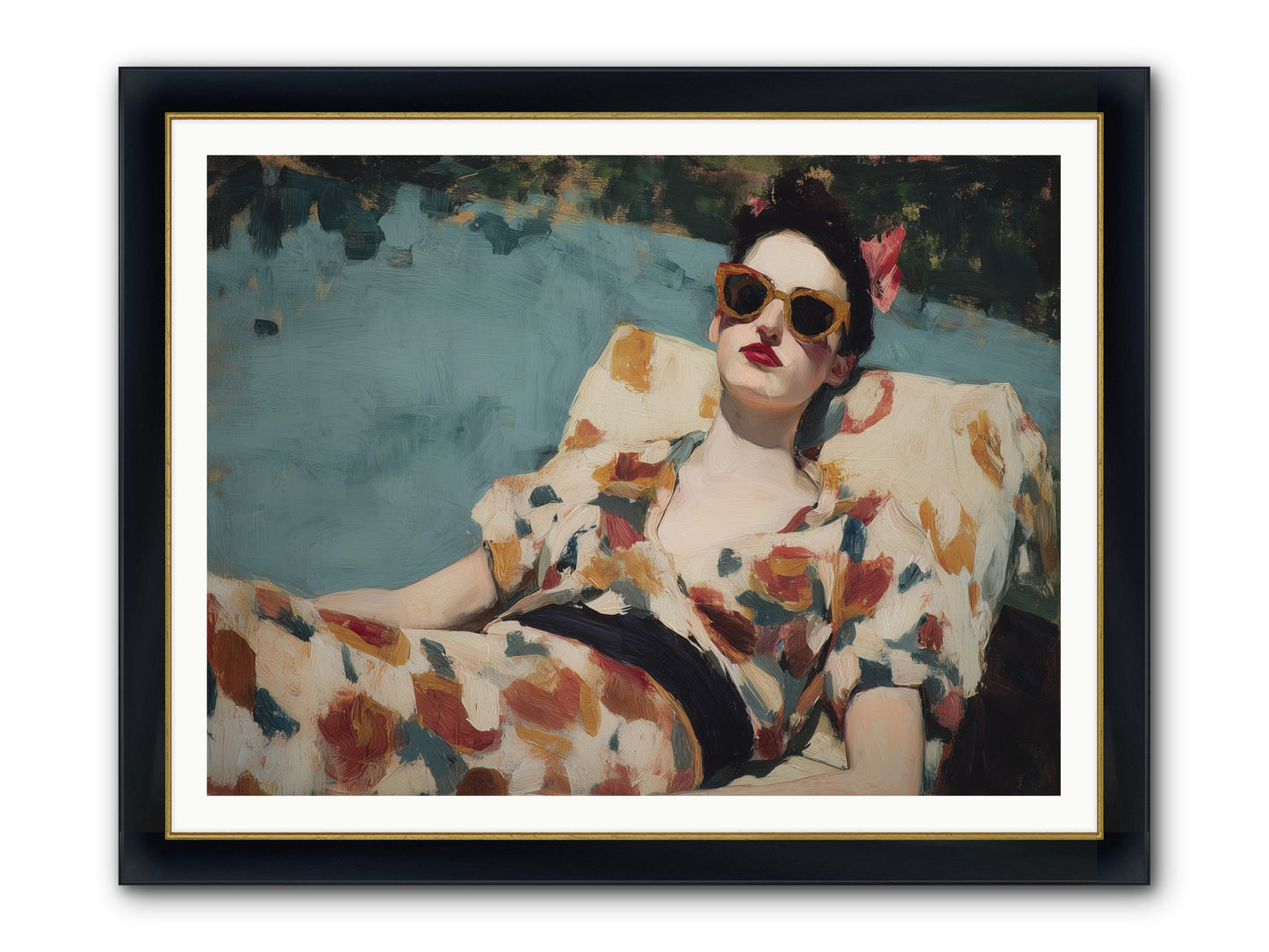 Rose-Colored Life Framed Print - Wide Black w/Gold 48x36