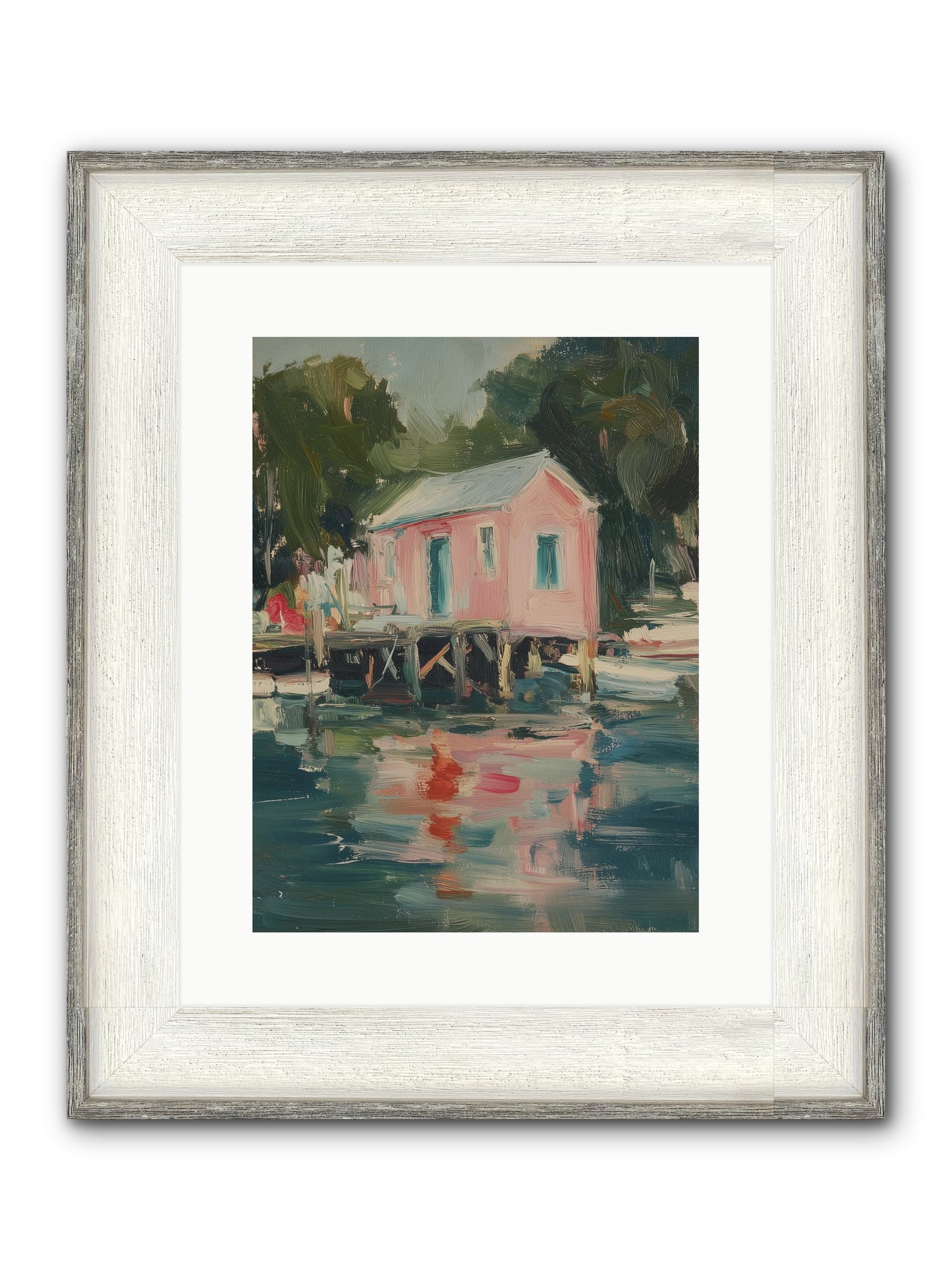 Rose Cottage Framed Print - Driftwood White 12x16