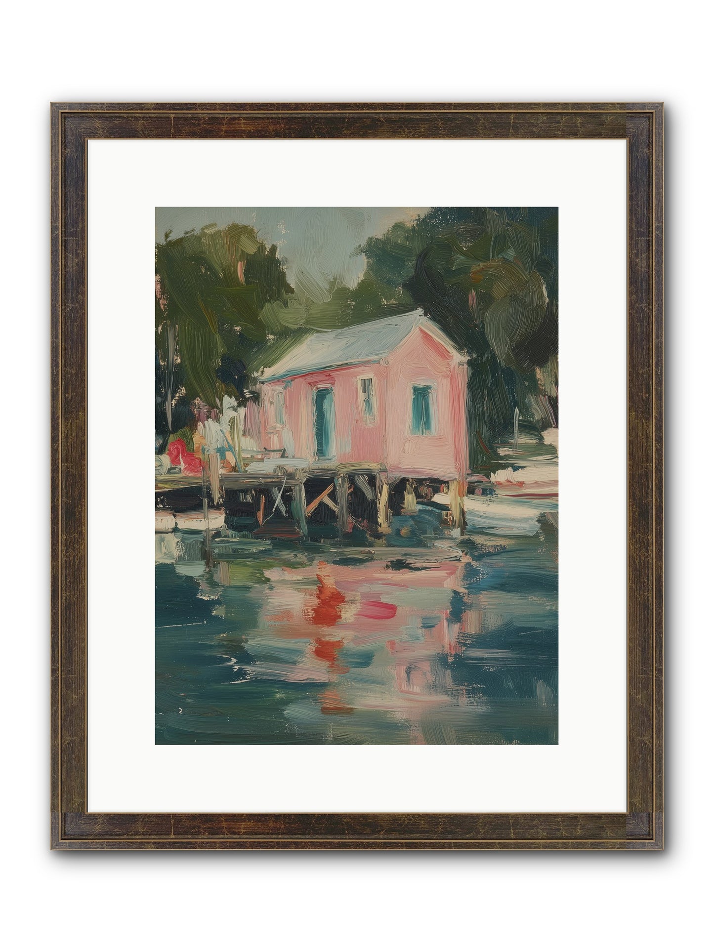 Rose Cottage Framed Print - Slimwoods Black/Gold 12x16
