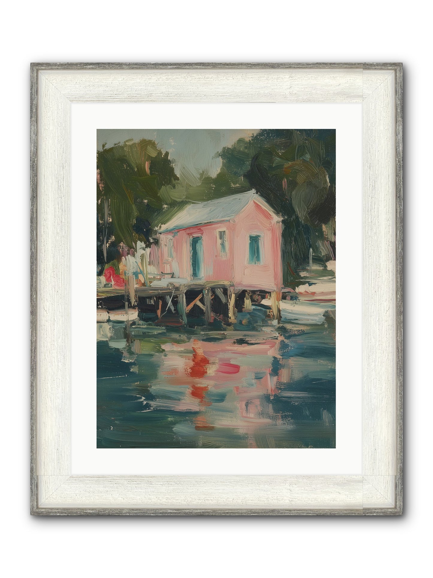 Rose Cottage Framed Print - Driftwood White 18x24