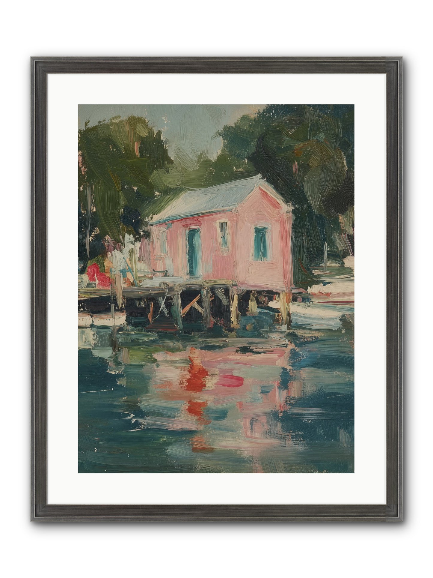 Rose Cottage Framed Print - Slimwoods Black/Silver 18x24
