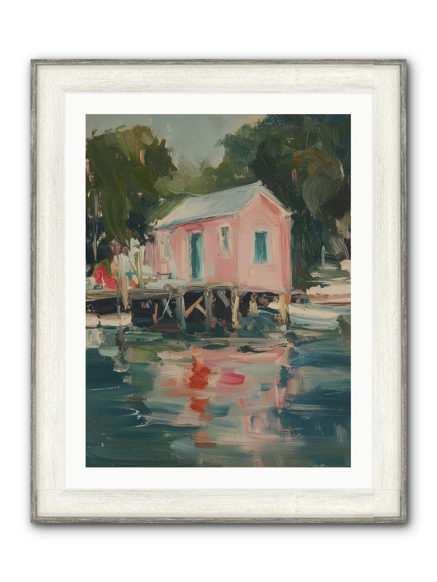 Rose Cottage Framed Print - Driftwood White 24x32