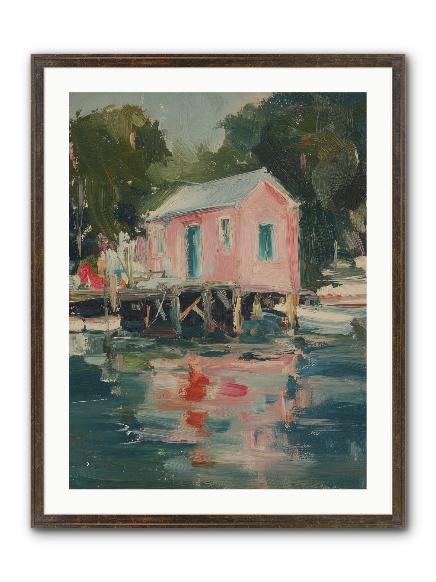 Rose Cottage Framed Print - Slimwoods Black/Gold 24x32