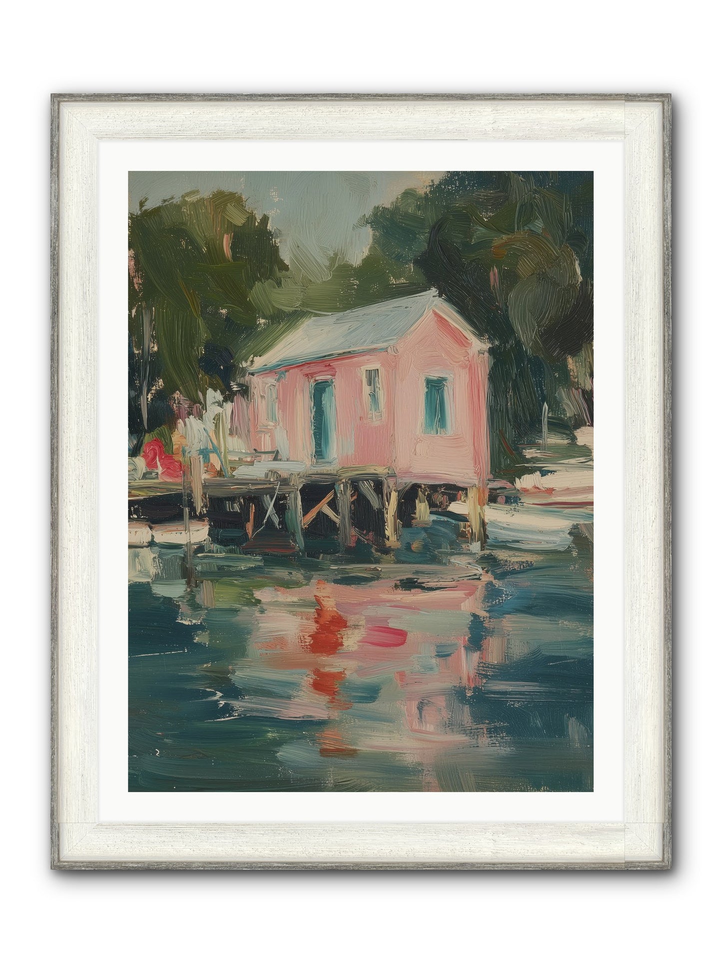 Rose Cottage Framed Print - Driftwood White 30x40