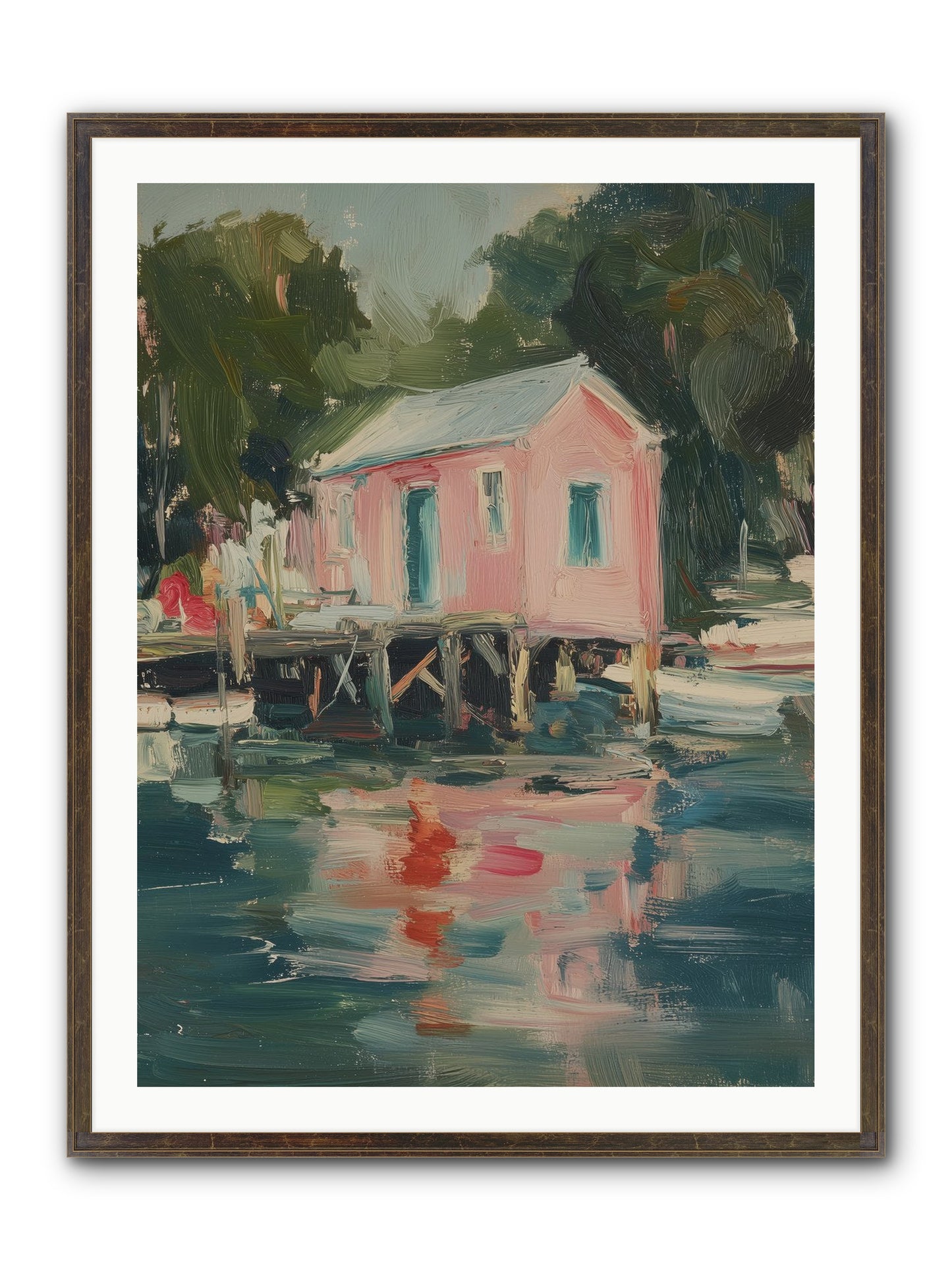 Rose Cottage Framed Print - Slimwoods Black/Gold 30x40