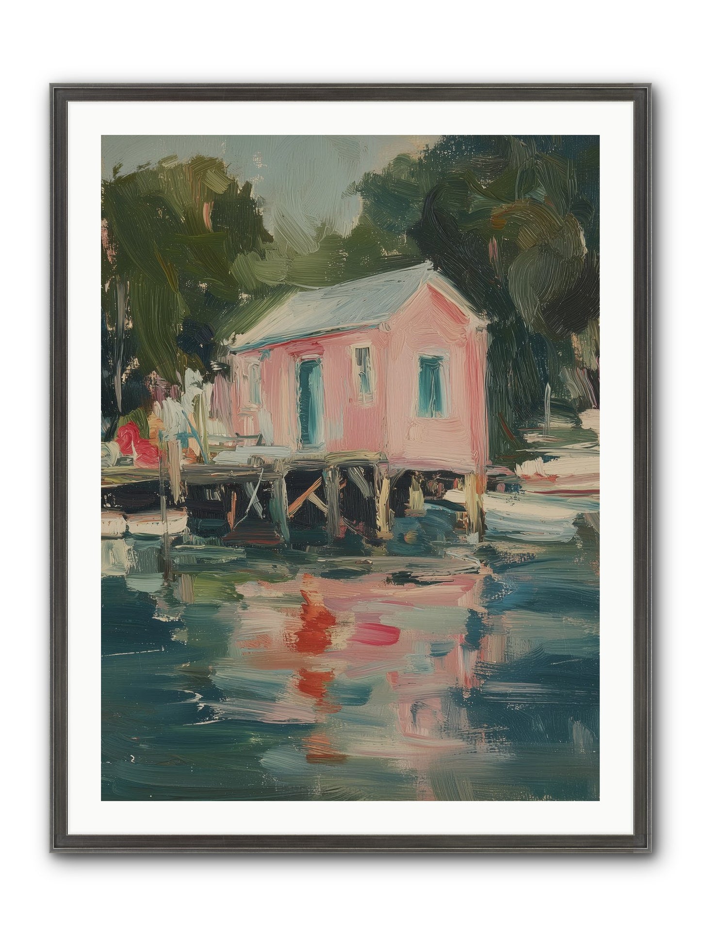 Rose Cottage Framed Print - Slimwoods Black/Silver 30x40
