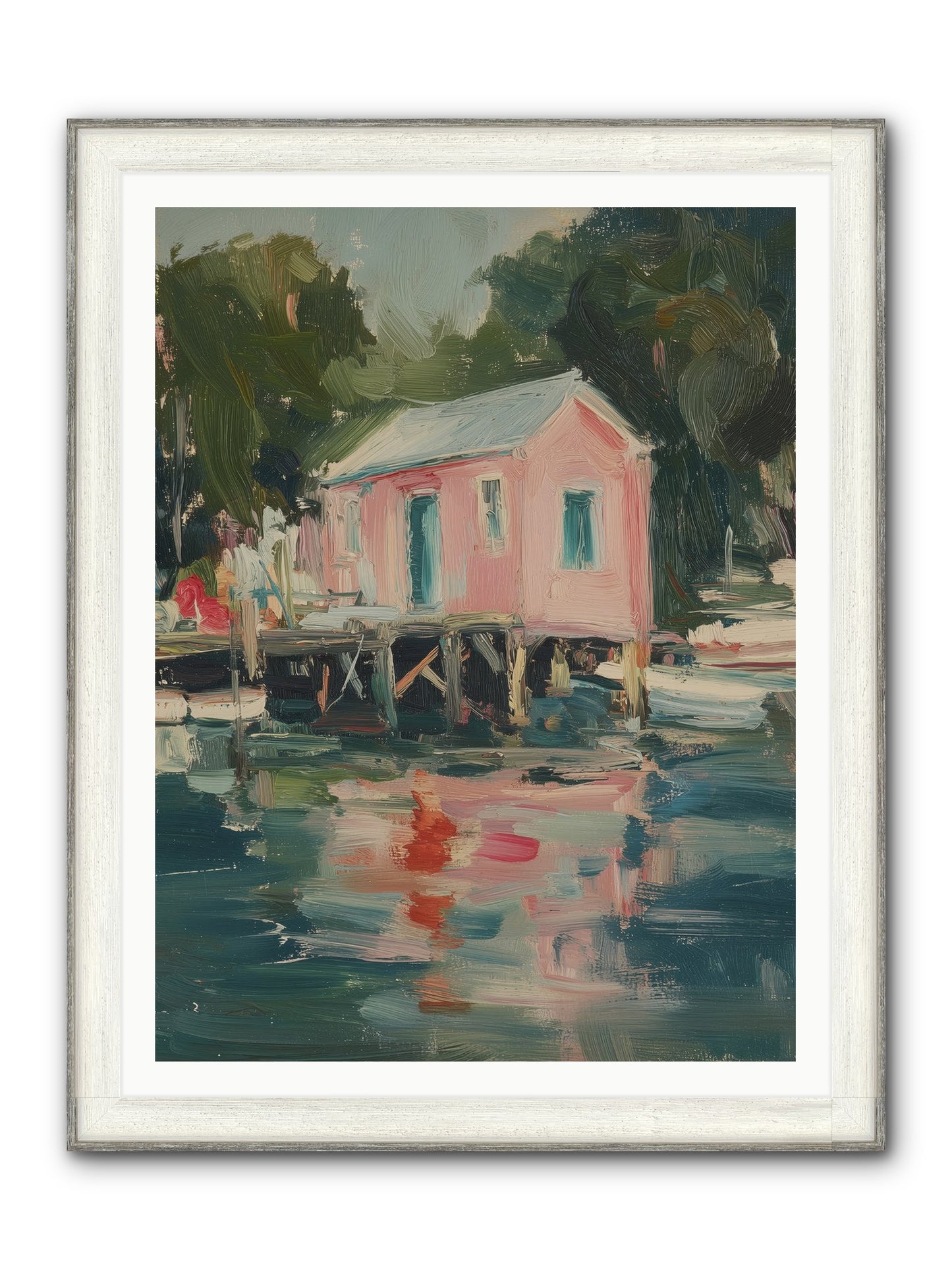 Rose Cottage Framed Print - Driftwood White 36x48