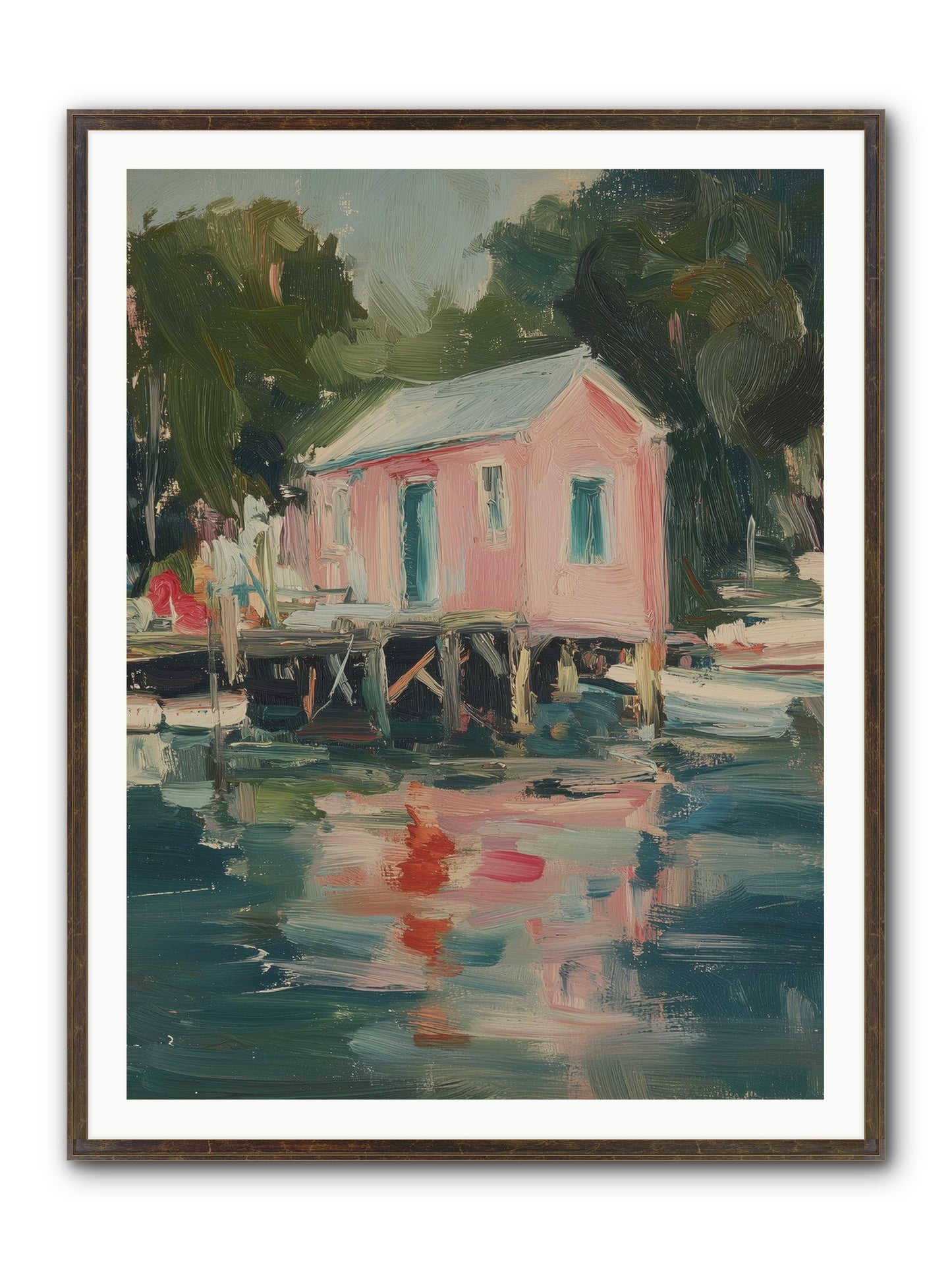 Rose Cottage Framed Print - Slimwoods Black/Gold 36x48