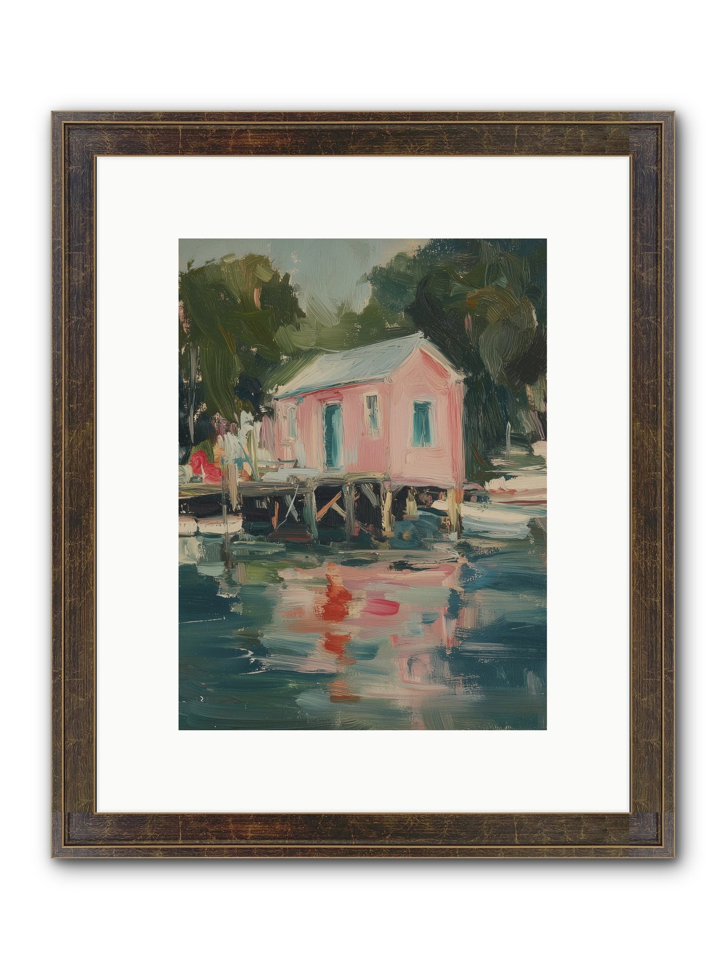 Rose Cottage Framed Print - Slimwoods Black/Gold 9x12