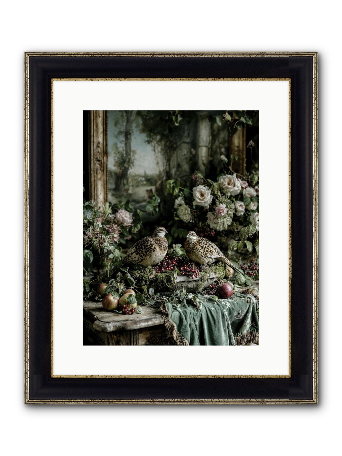 Rose Muses Framed Print - Black & Gold 12x16
